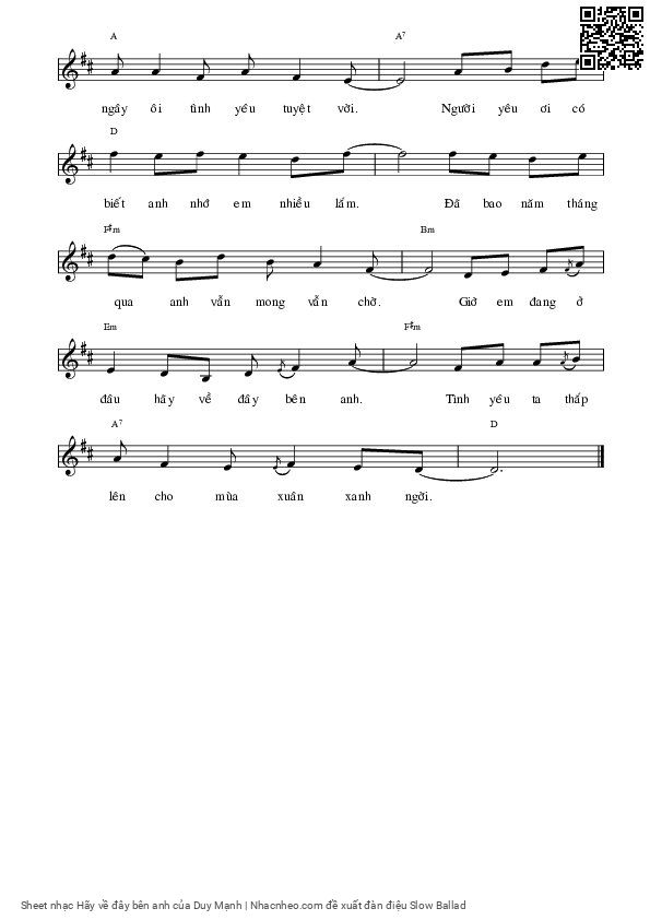 Page 2 of Sheet music PDF Hãy về đây bên anh - Duy Mạnh