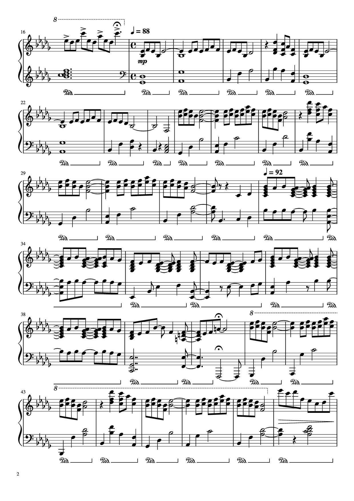Page 2 of Sheet music PDF 圣诞快乐劳伦斯先生 Piano - 坂本龍一