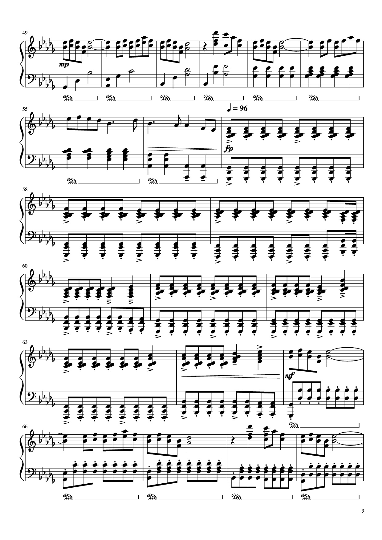 Page 3 of Sheet music PDF 圣诞快乐劳伦斯先生 Piano - 坂本龍一