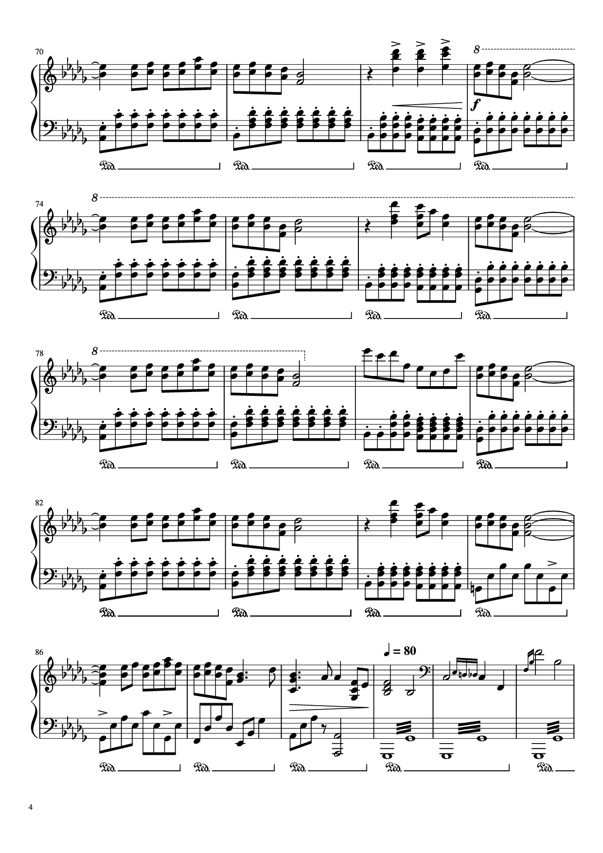 Page 4 of Sheet music PDF 圣诞快乐劳伦斯先生 Piano - 坂本龍一