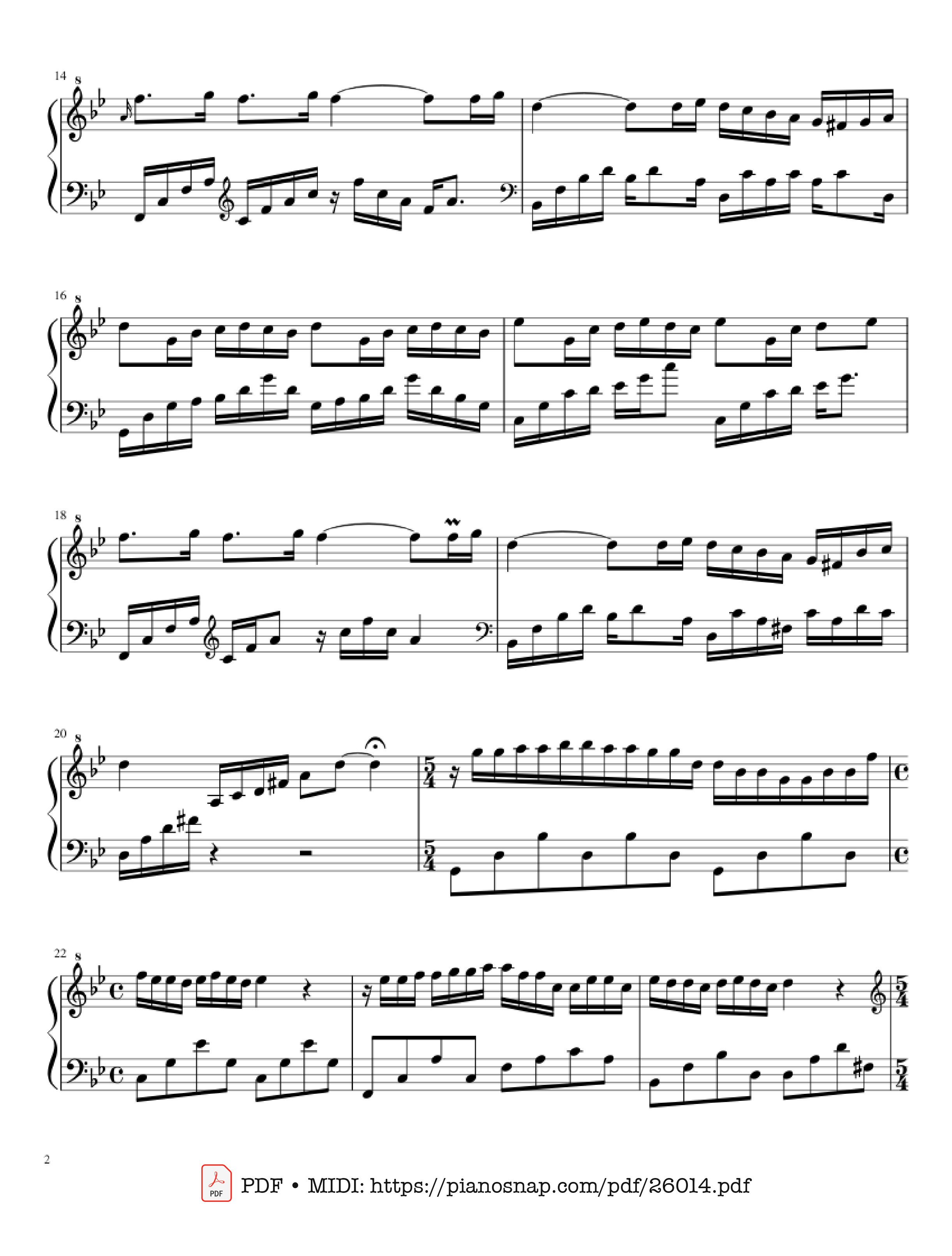 Page 2 of Sheet music PDF Piano Mariage d