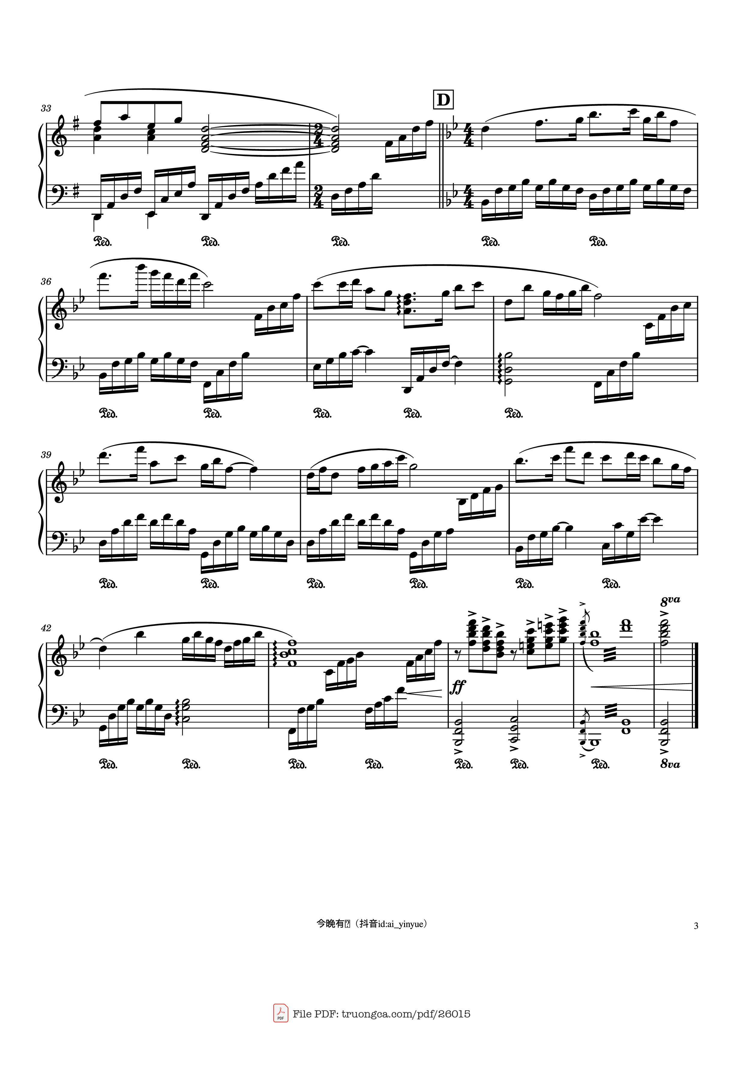 Page 3 of Sheet music PDF Piano 梁祝(The Butterfly Lovers) Piano - 今晚有谱（2023/5/9）