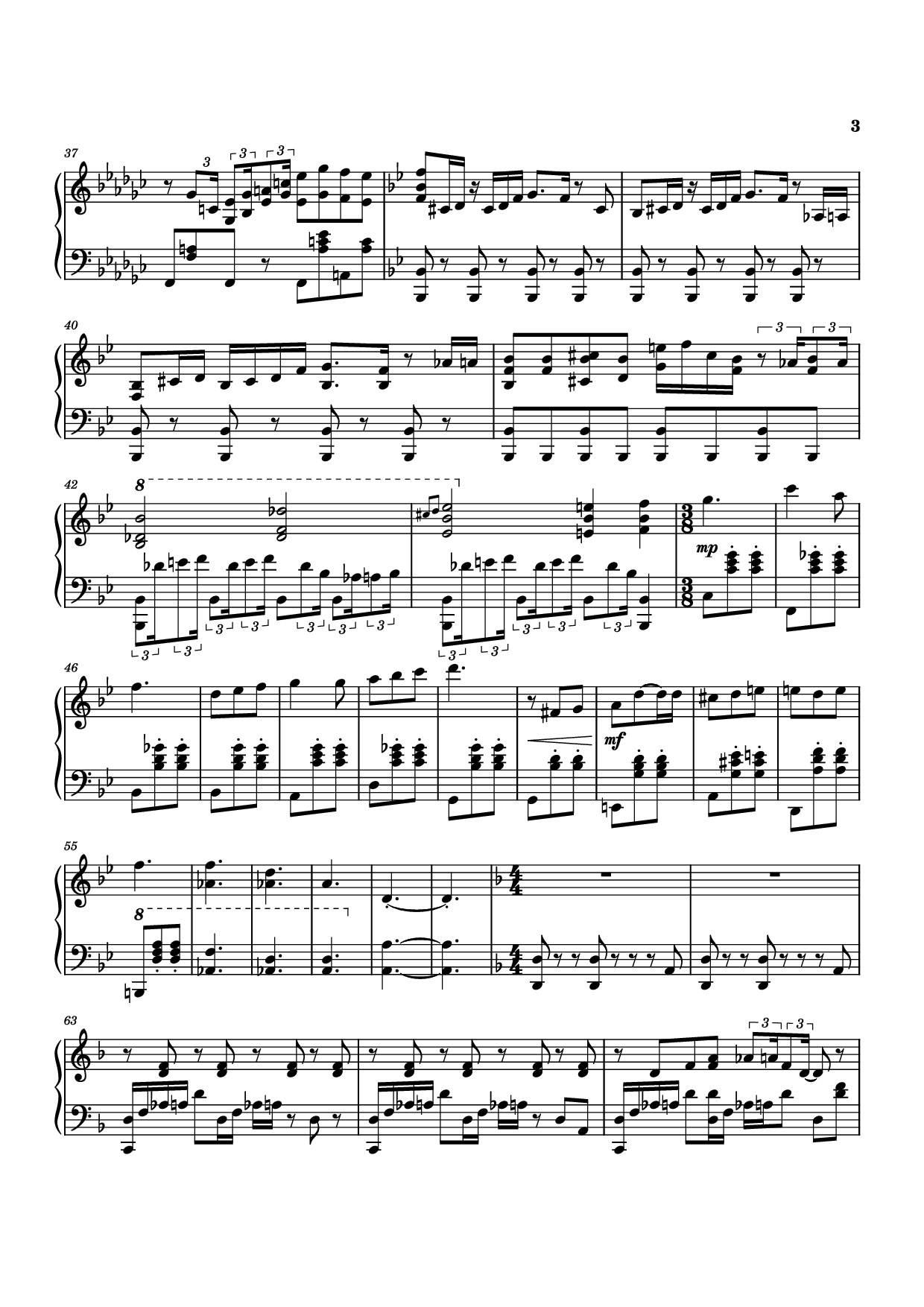 Page 3 of Sheet music PDF Piano Furina All the World