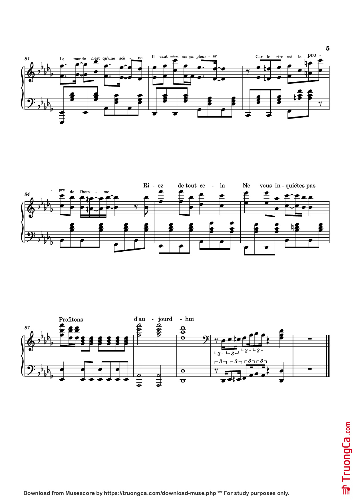 Page 5 of Sheet music PDF Piano Furina All the World