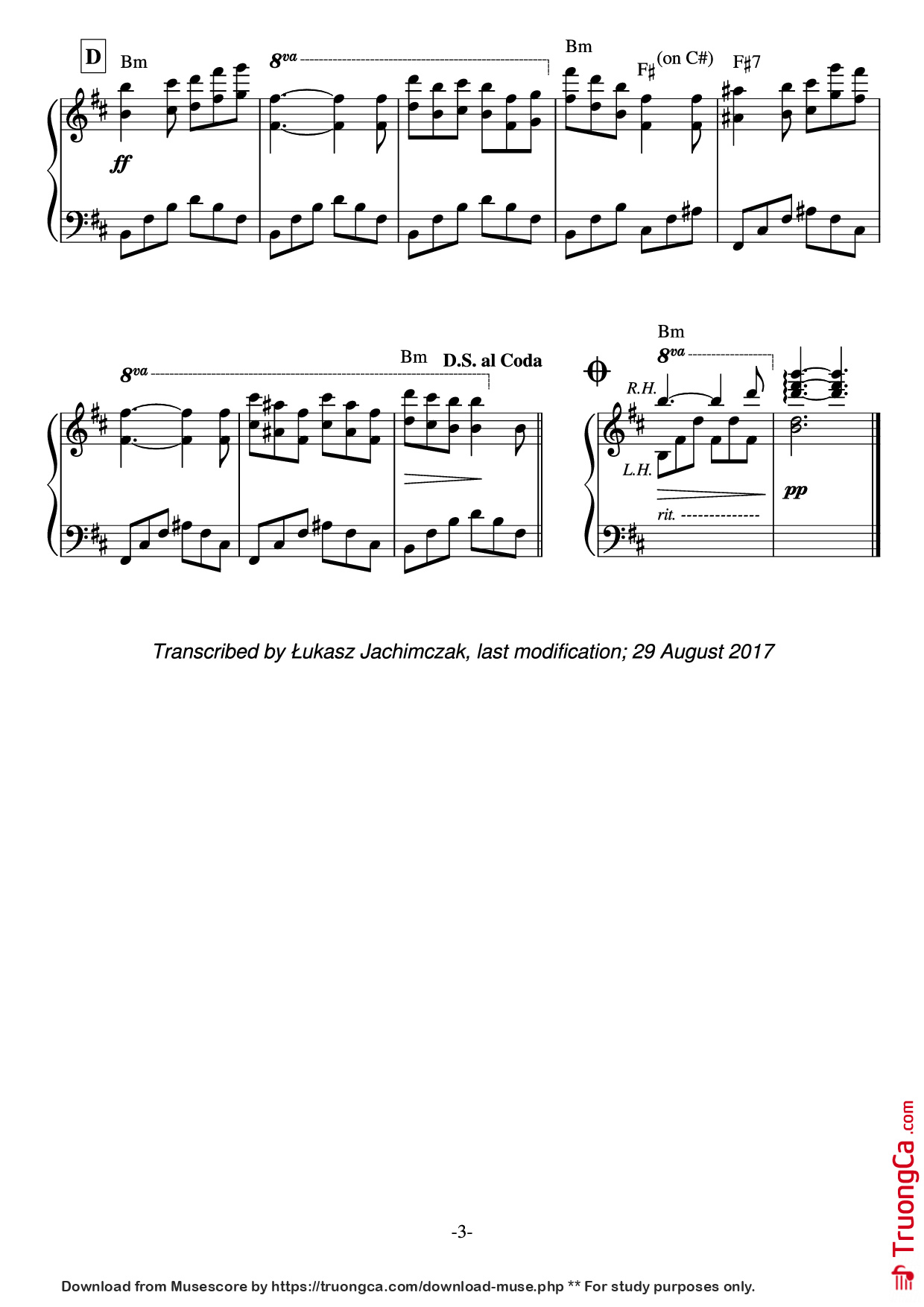 Page 3 of Sheet music PDF Jardin Secret Piano - Music by Paul de SENNEVILLE and Olivier TOUSSAINT