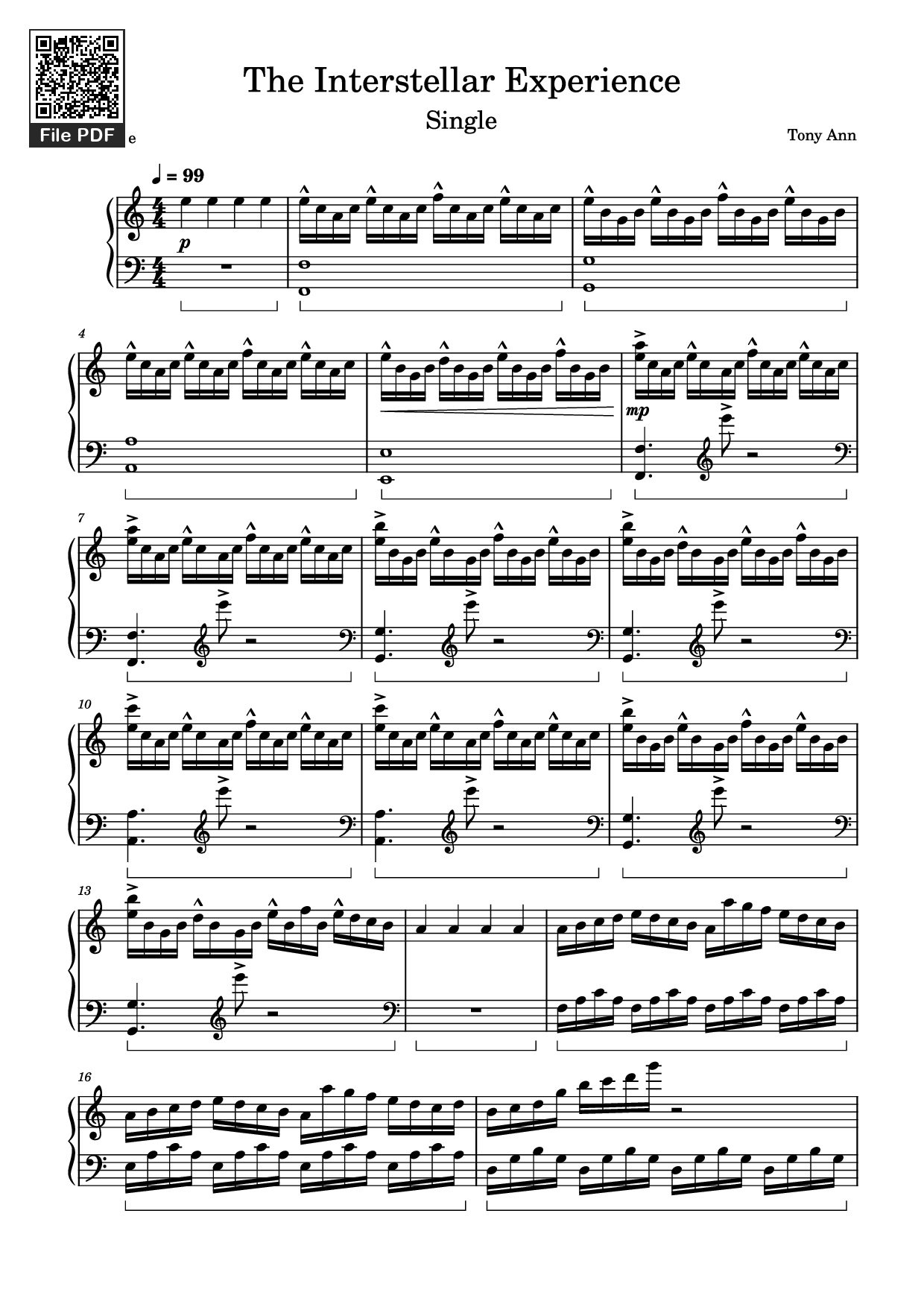 Sheet PDF of The Interstellar Experience Piano