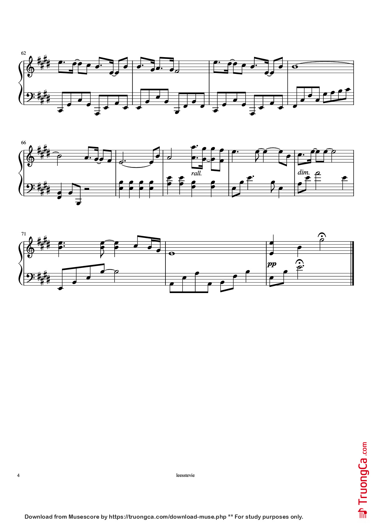 Page 4 of Sheet music PDF Piano Laskar Pelangi Piano - Arr. by leesstevie