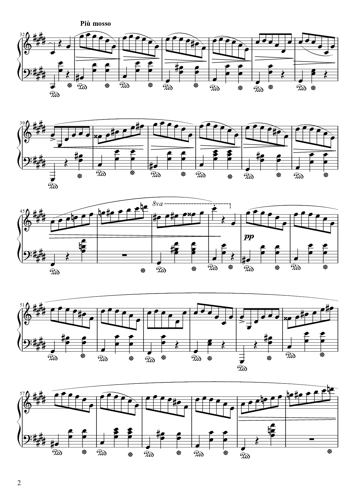 Page 2 of Sheet music PDF Piano Waltz in C♯ Minor Piano - Frédéric François Chopin