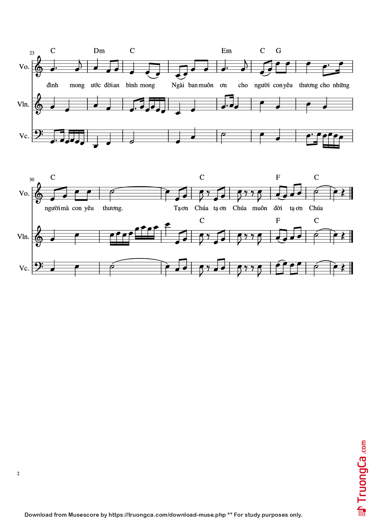 Page 2 of Sheet music PDF Đầu Xuân Cầu Cho Gia Đình đệm hát - Phanxicô