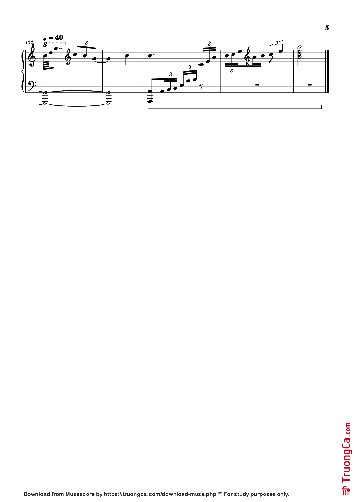 Page 5 of Sheet music PDF Piano 心要让你听见 (Tình Đơn Phương) Piano - Transcribed by Lê Mạnh Hùng