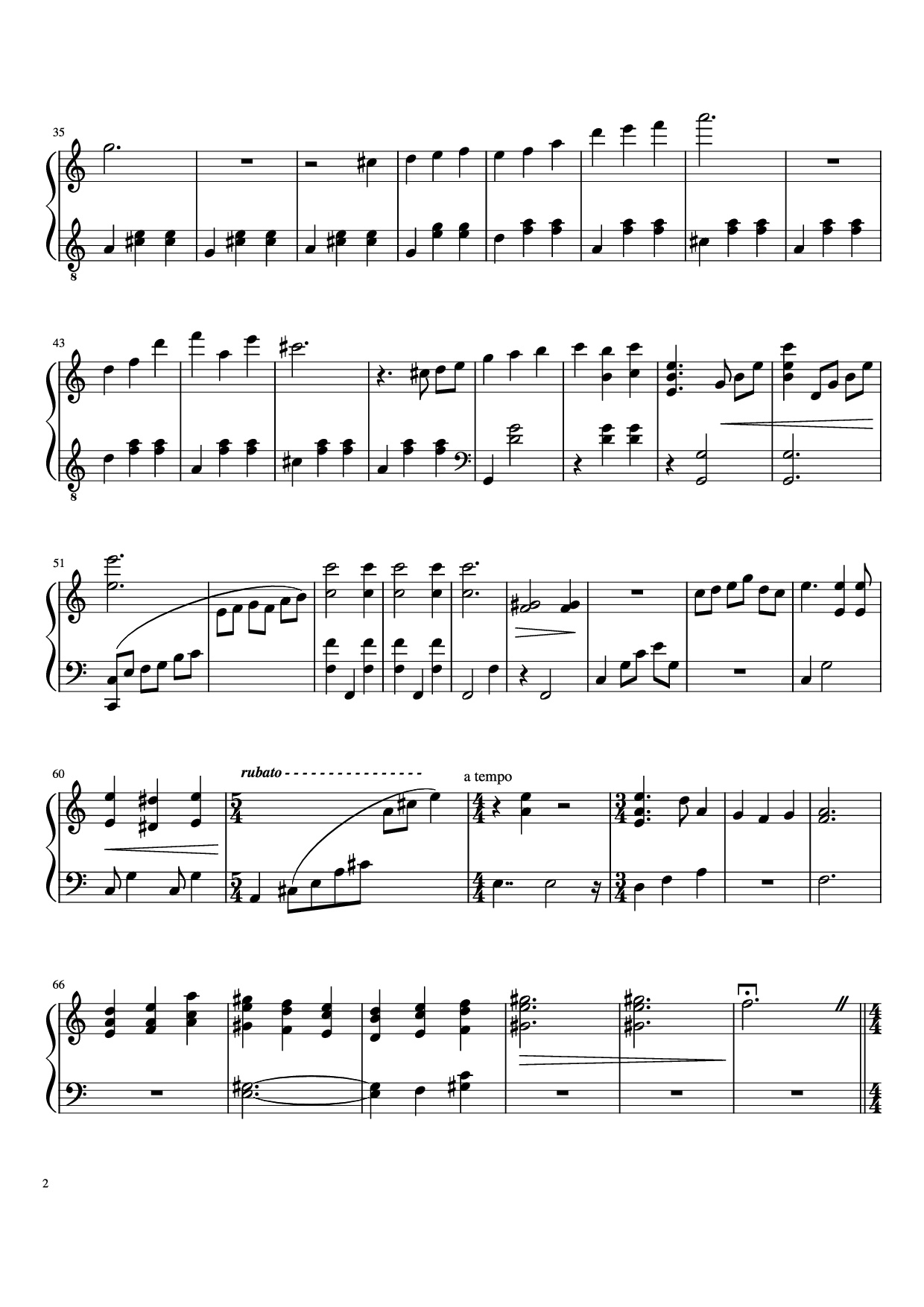 Page 2 of Sheet music PDF Piano DUET (Solo Piano) - Pedro Silva