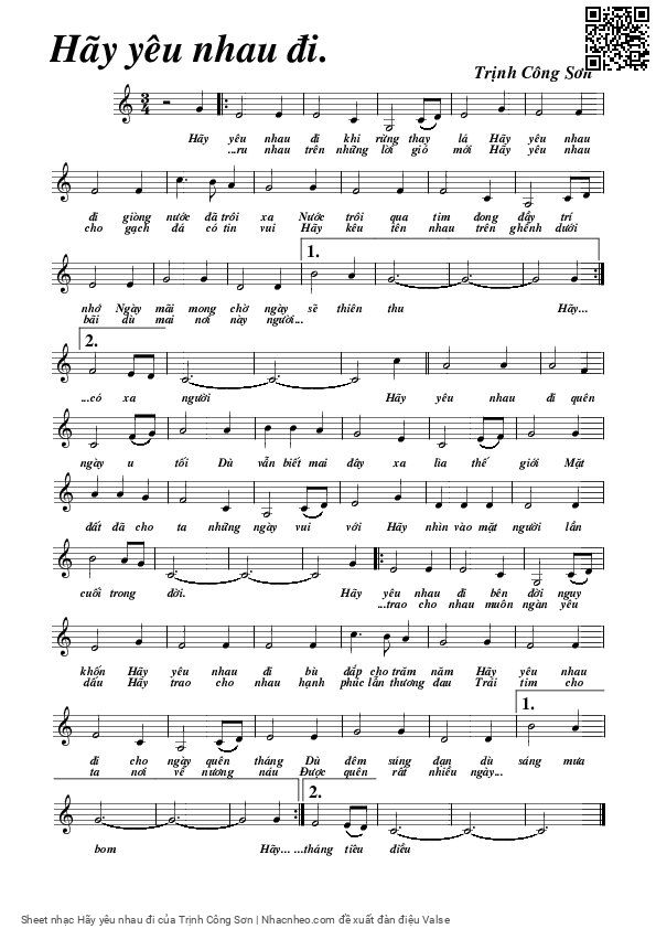 Page 1 of Sheet music PDF Hãy yêu nhau đi - Trịnh Công Sơn
