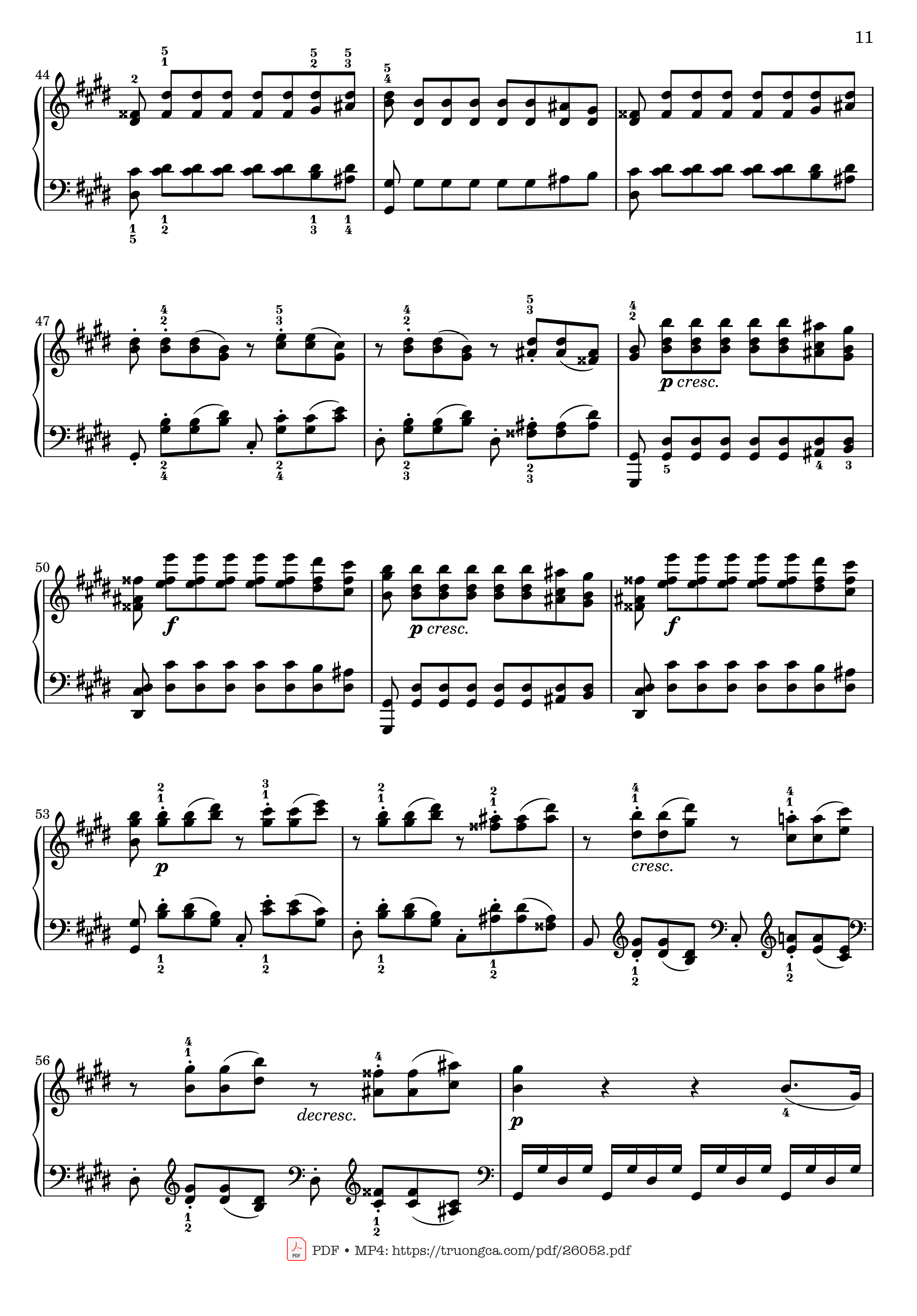 Page 11 of Sheet music PDF Sonata No. 14, Moonlight 1st Movement (With Fingering) - Ludwig van Beethoven