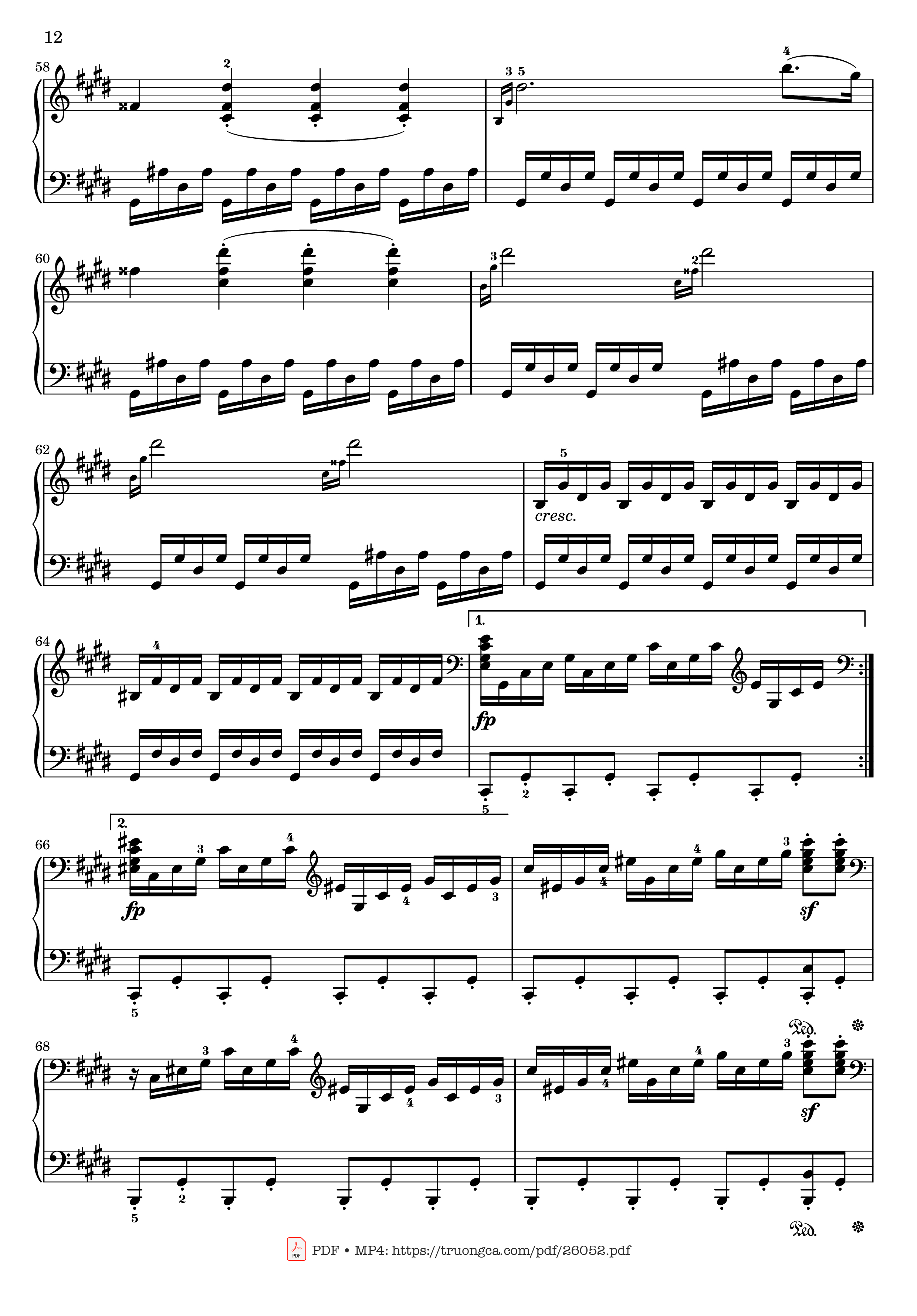 Page 12 of Sheet music PDF Sonata No. 14, Moonlight 1st Movement (With Fingering) - Ludwig van Beethoven