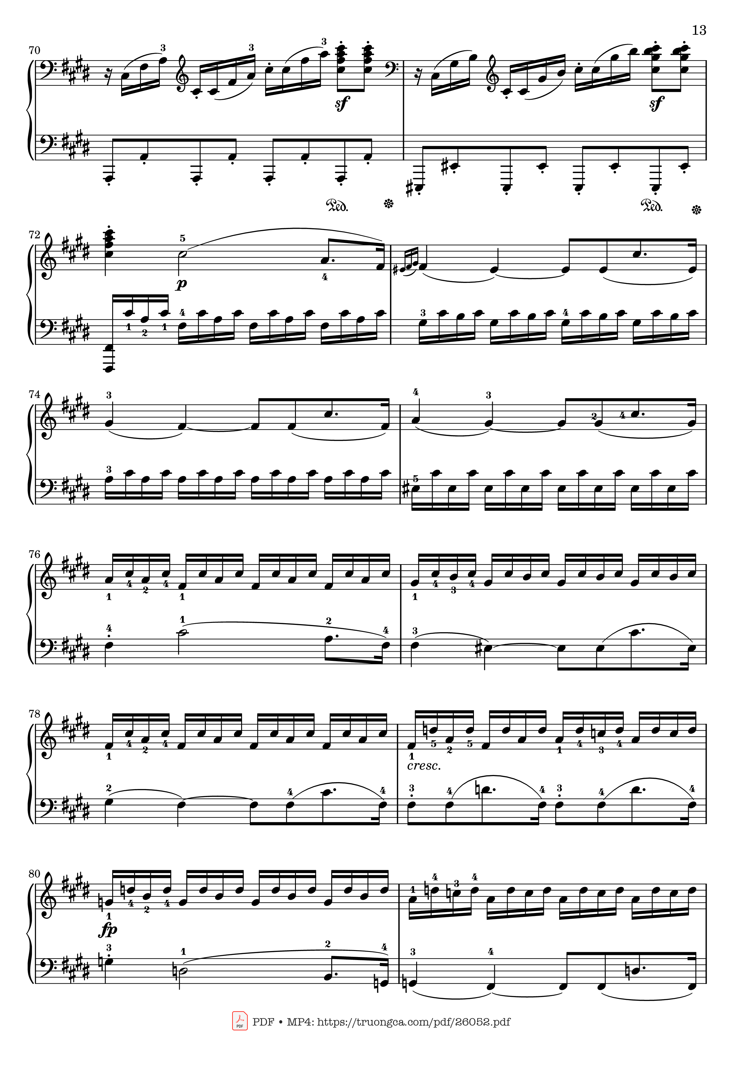 Page 13 of Sheet music PDF Sonata No. 14, Moonlight 1st Movement (With Fingering) - Ludwig van Beethoven
