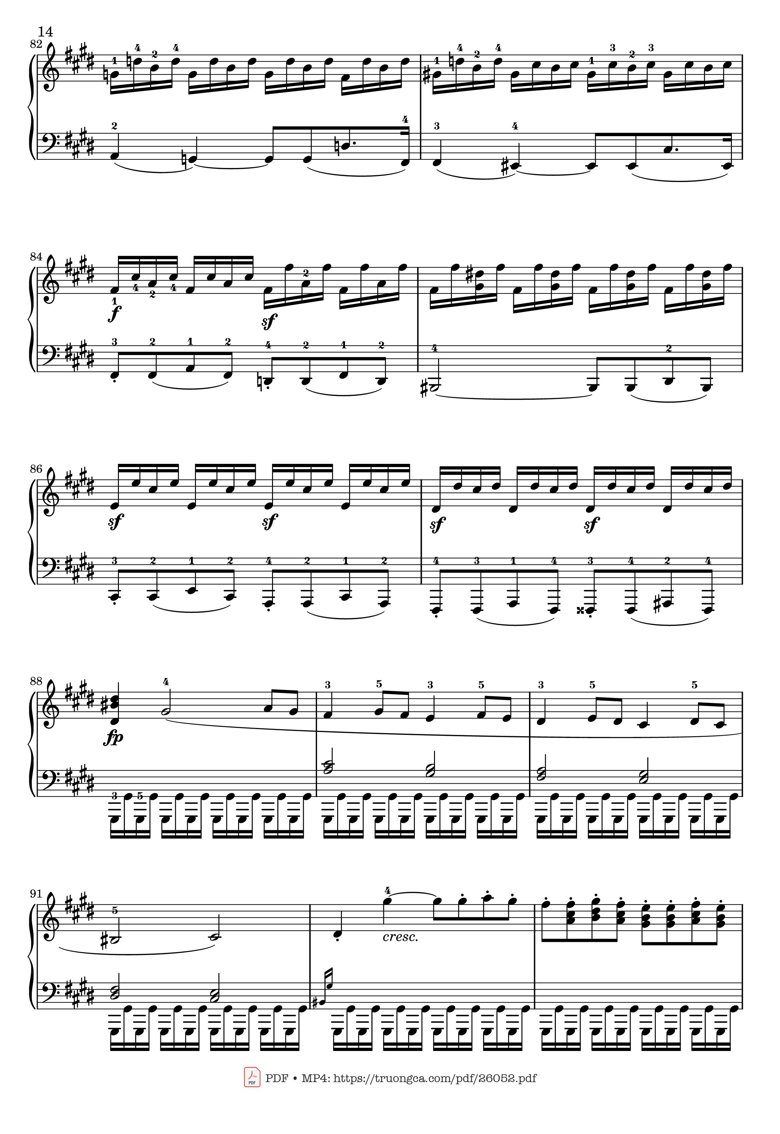 Page 14 of Sheet music PDF Sonata No. 14, Moonlight 1st Movement (With Fingering) - Ludwig van Beethoven