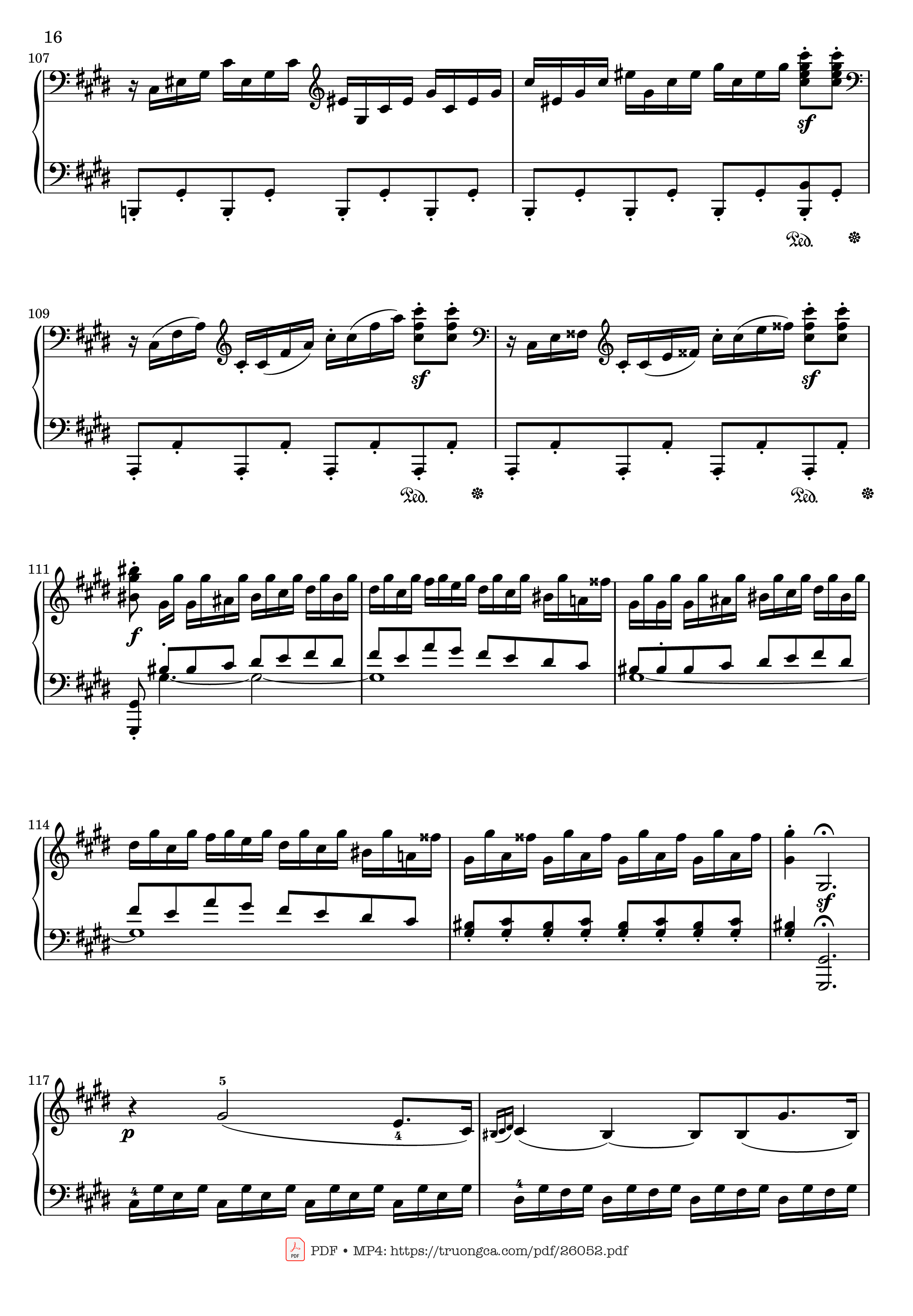 Page 16 of Sheet music PDF Sonata No. 14, Moonlight 1st Movement (With Fingering) - Ludwig van Beethoven
