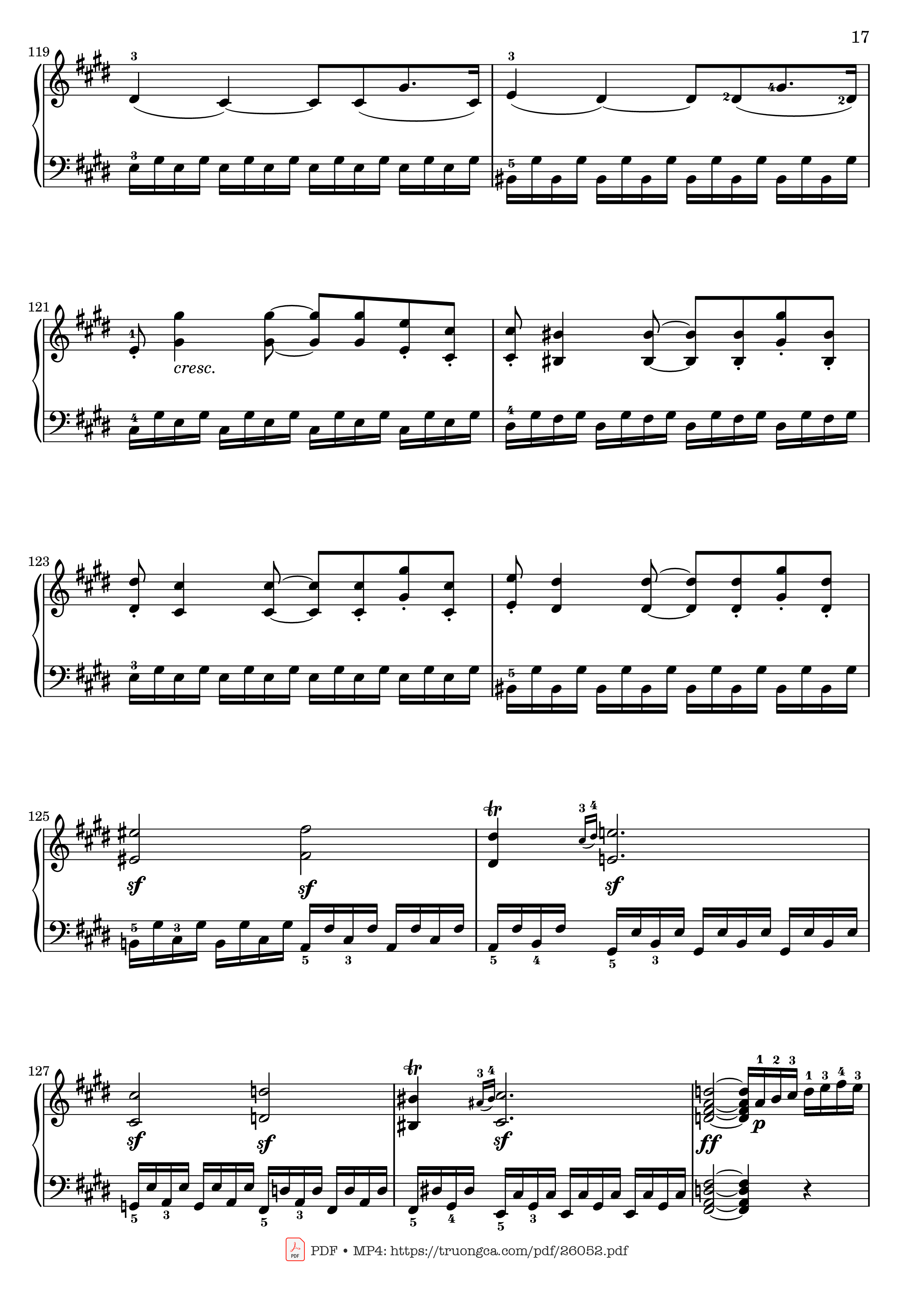 Page 17 of Sheet music PDF Sonata No. 14, Moonlight 1st Movement (With Fingering) - Ludwig van Beethoven