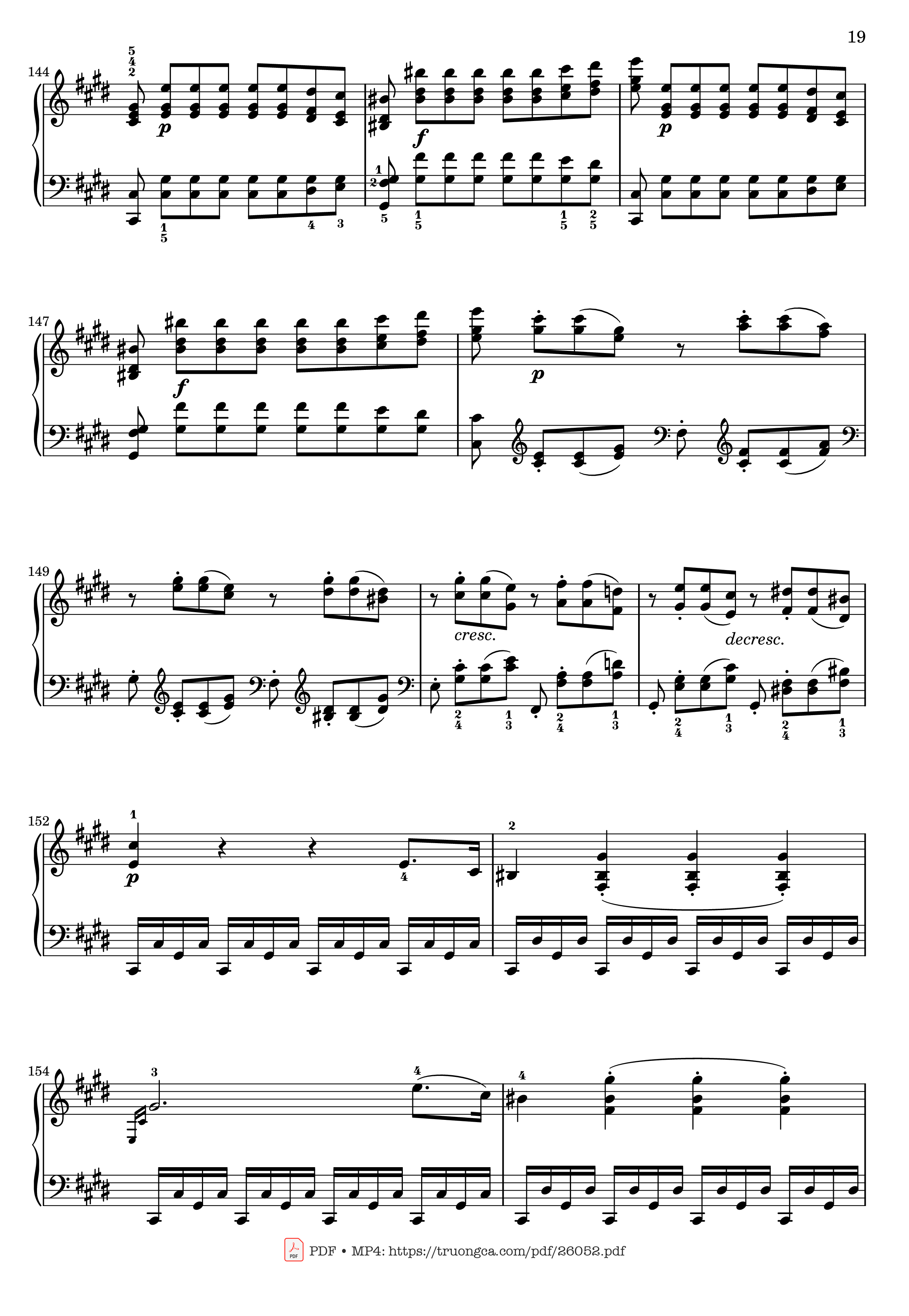 Page 19 of Sheet music PDF Sonata No. 14, Moonlight 1st Movement (With Fingering) - Ludwig van Beethoven