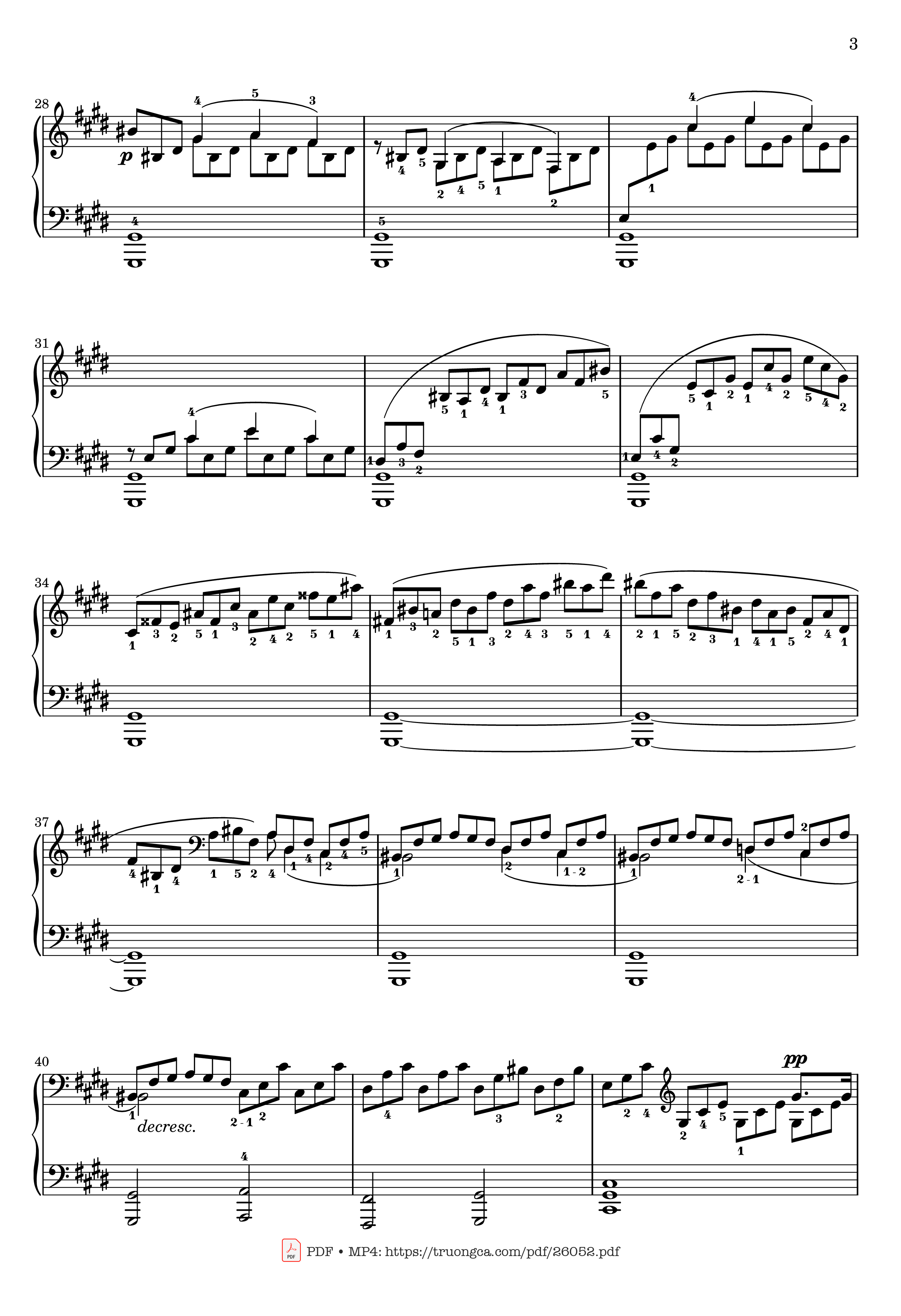 Page 3 of Sheet music PDF Sonata No. 14, Moonlight 1st Movement (With Fingering) - Ludwig van Beethoven