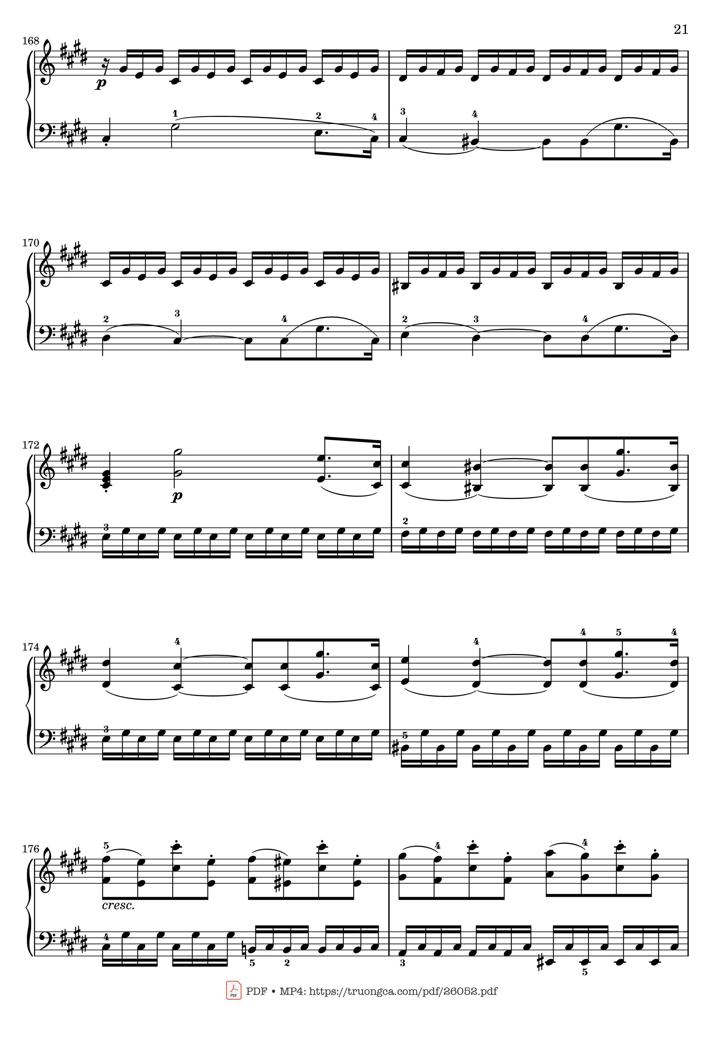 Page 21 of Sheet music PDF Sonata No. 14, Moonlight 1st Movement (With Fingering) - Ludwig van Beethoven
