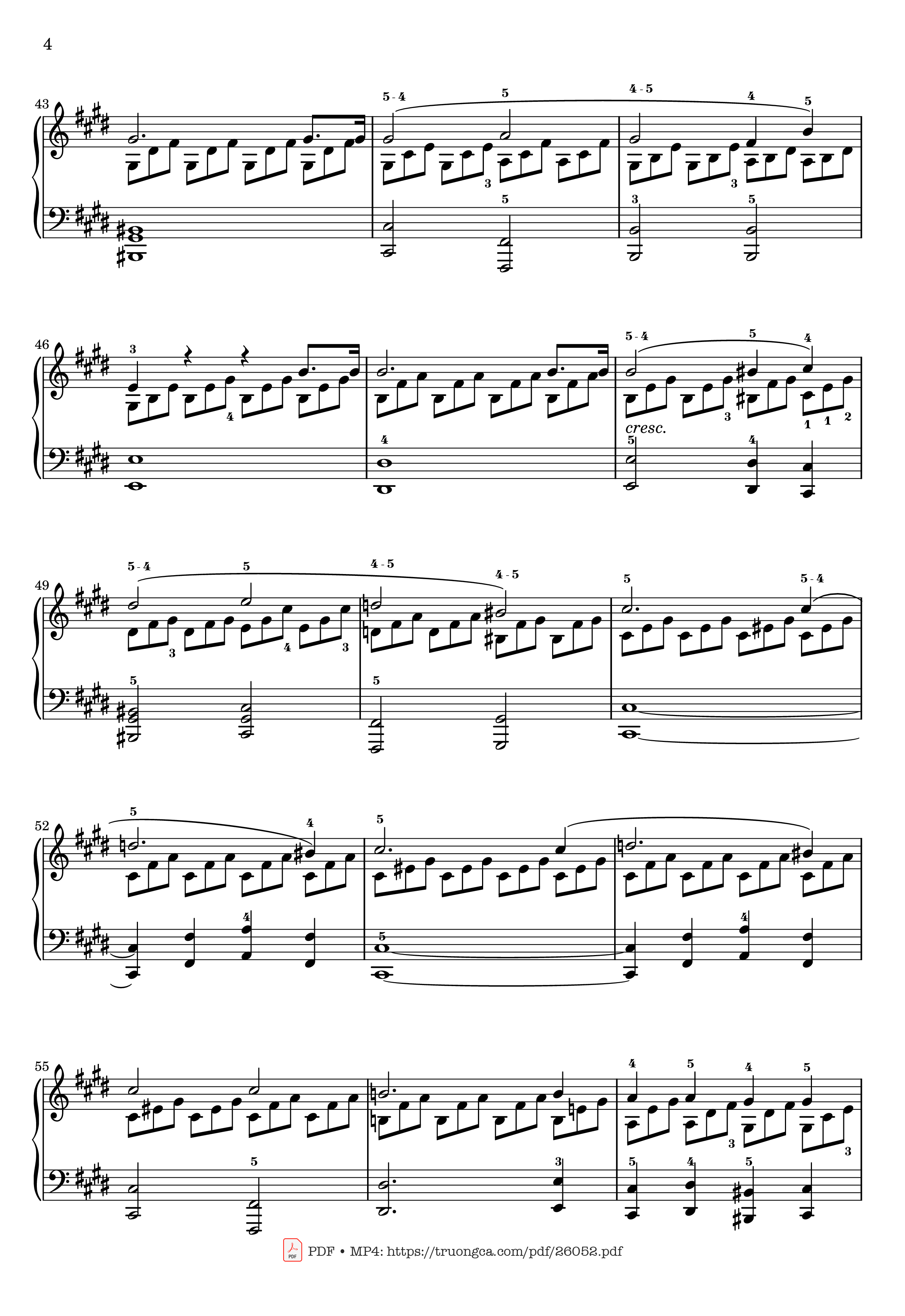 Page 4 of Sheet music PDF Sonata No. 14, Moonlight 1st Movement (With Fingering) - Ludwig van Beethoven