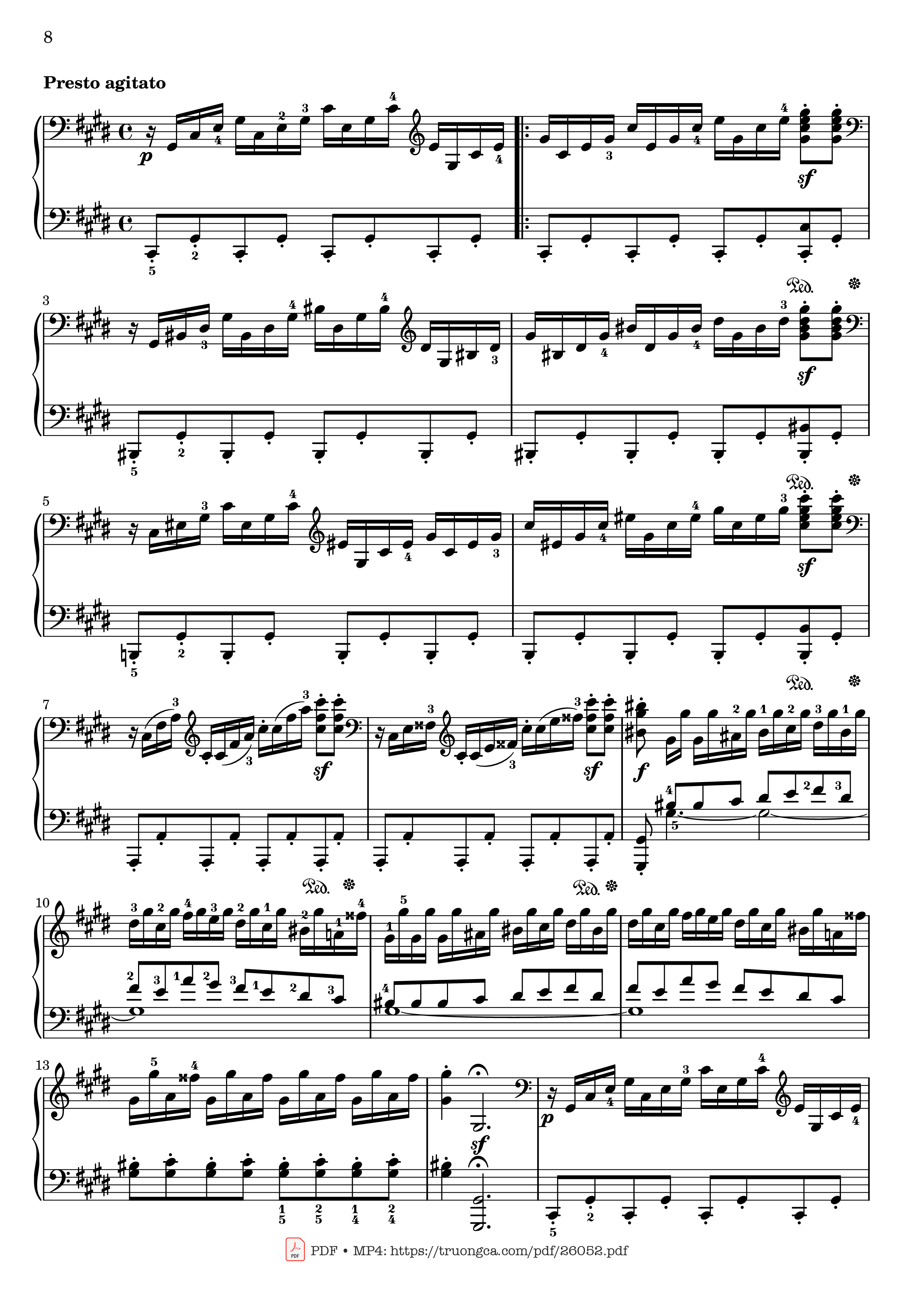 Page 8 of Sheet music PDF Sonata No. 14, Moonlight 1st Movement (With Fingering) - Ludwig van Beethoven