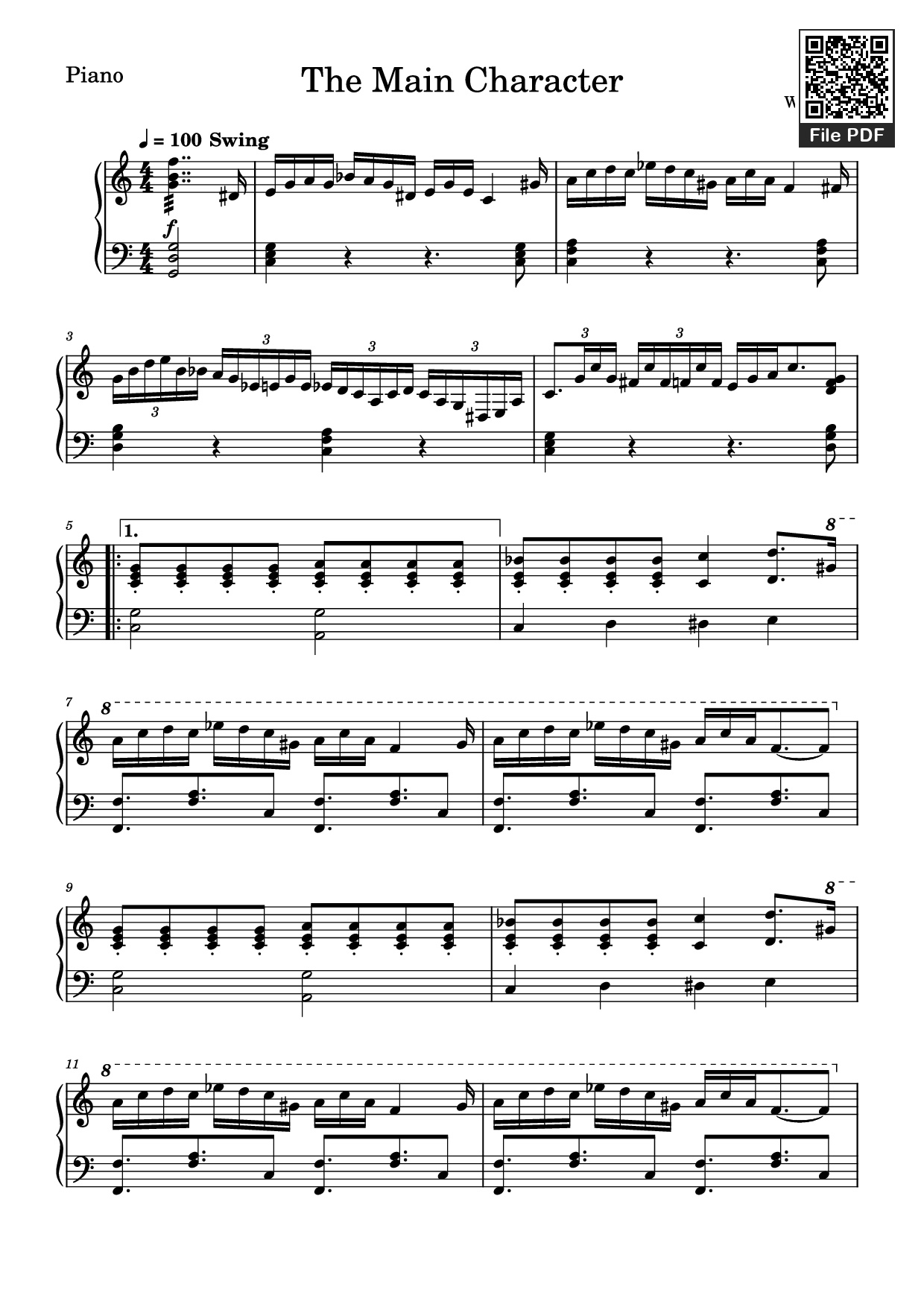 Page 1 of Sheet music PDF Piano The Main Character Piano - Will Wood