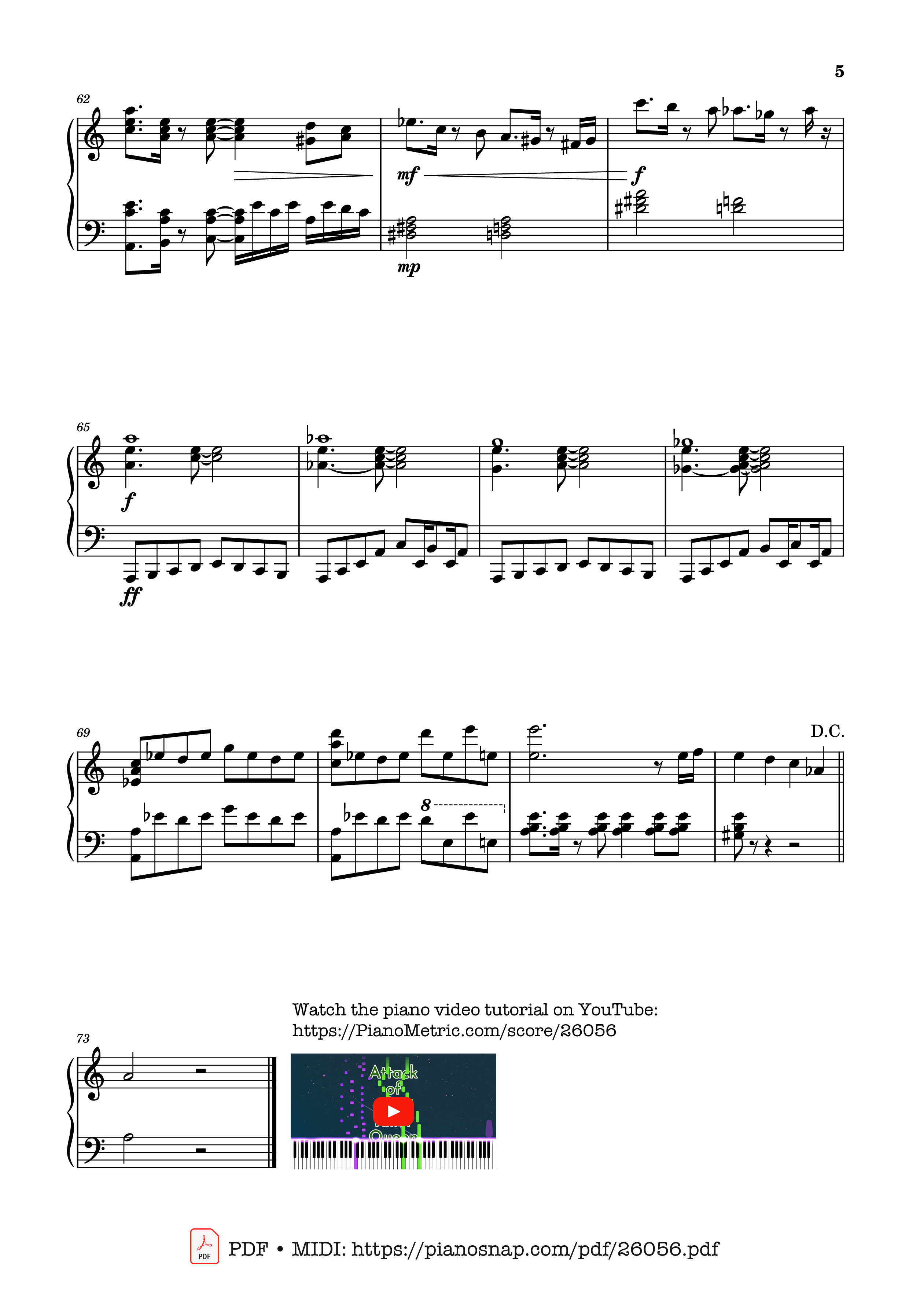 Page 5 of Sheet music PDF Piano Attack of the Killer Queen Piano - Toby Fox, Lena Raine, Marcy Nabors