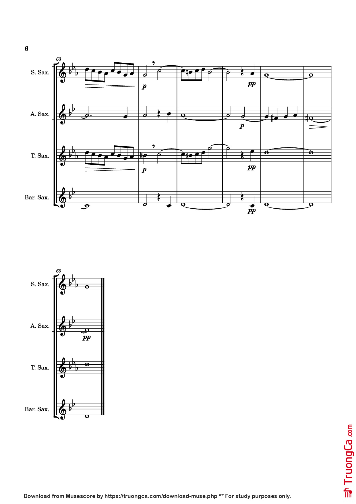 Page 6 of Sheet music PDF Adagio, Op. 11 - Samuel Barber