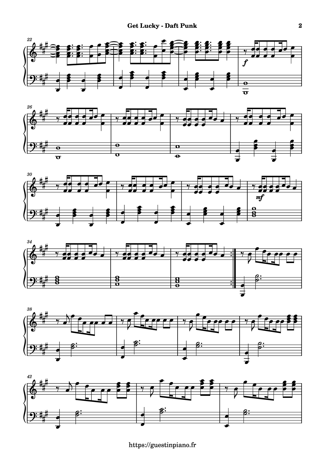 Page 2 of Sheet music PDF Piano Get Lucky Piano - Daft Punk