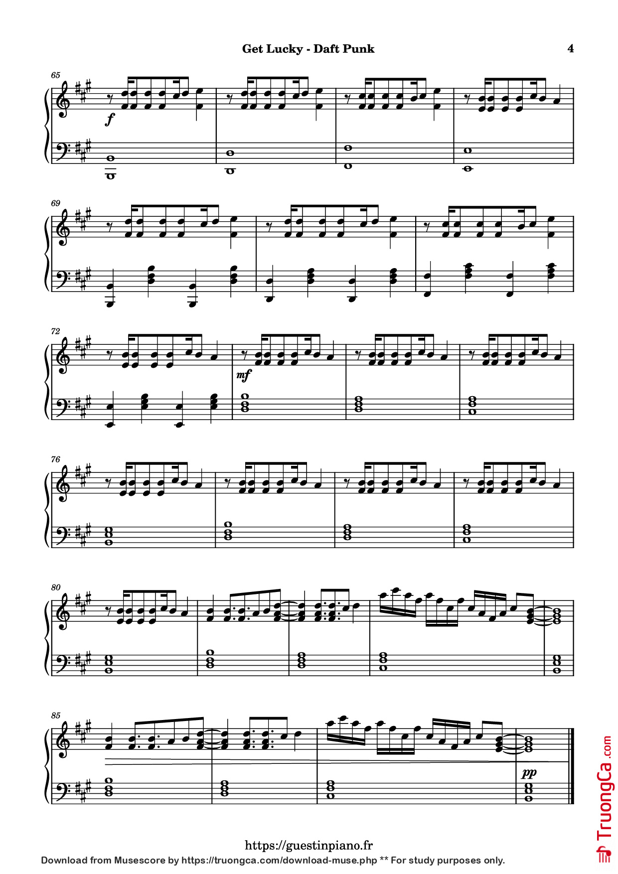 Page 4 of Sheet music PDF Piano Get Lucky Piano - Daft Punk