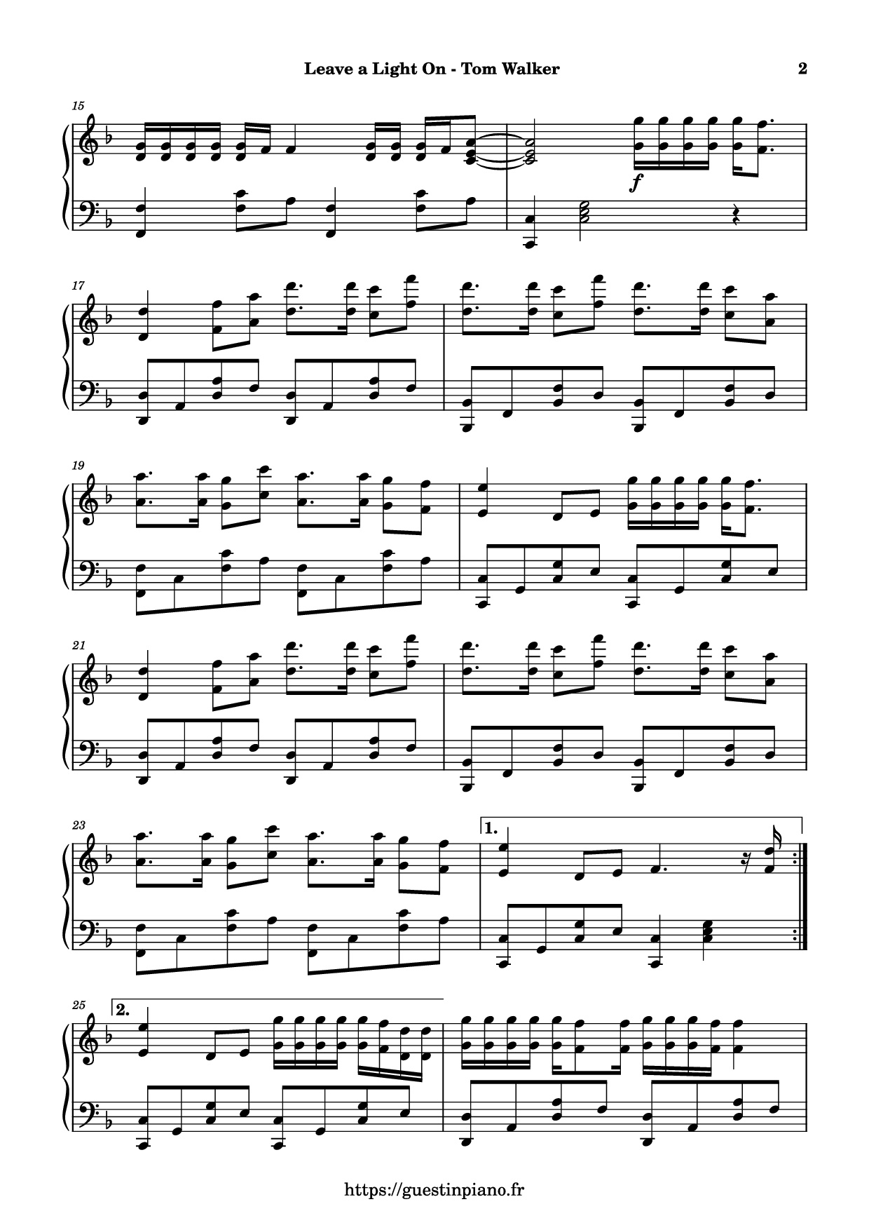 Page 2 of Sheet music PDF Piano Leave a Light On Piano - Tom Walker