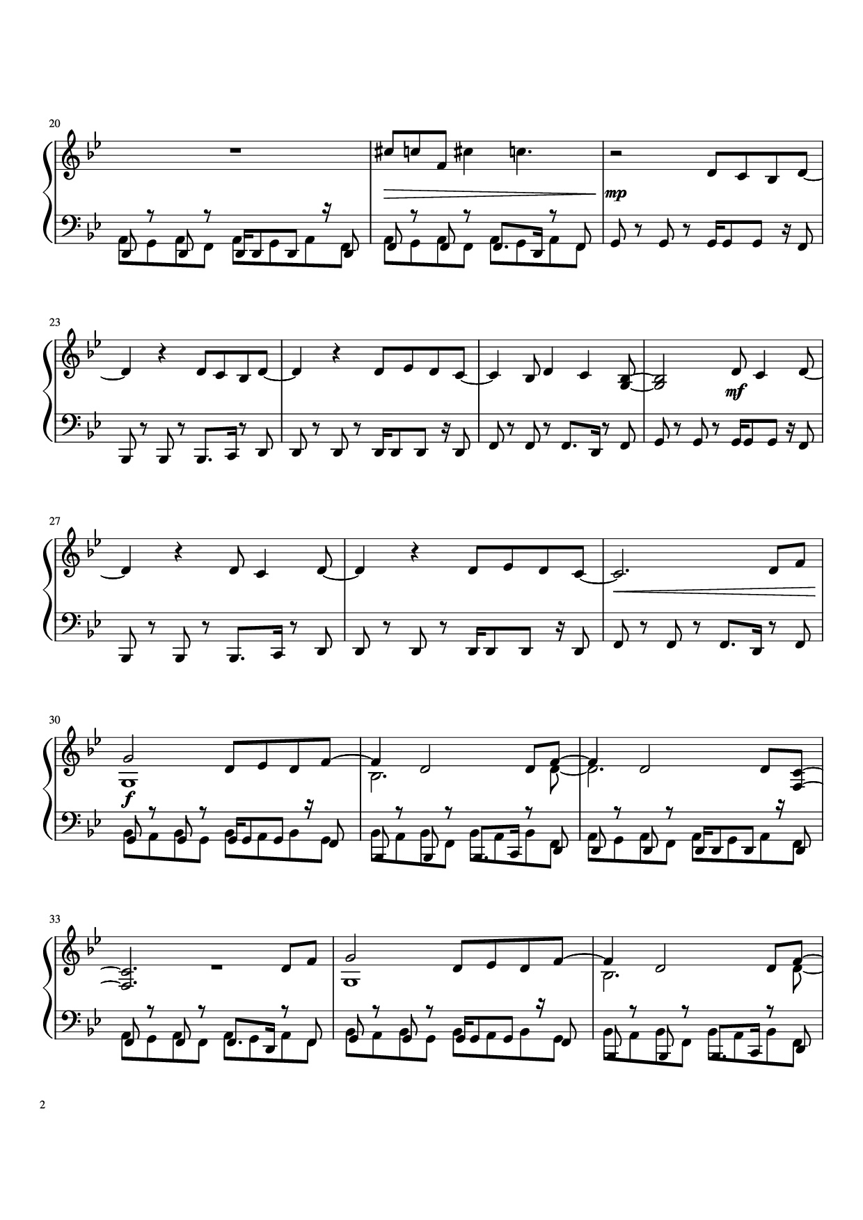 Page 2 of Sheet music PDF Piano What Is Love Piano - Haddaway