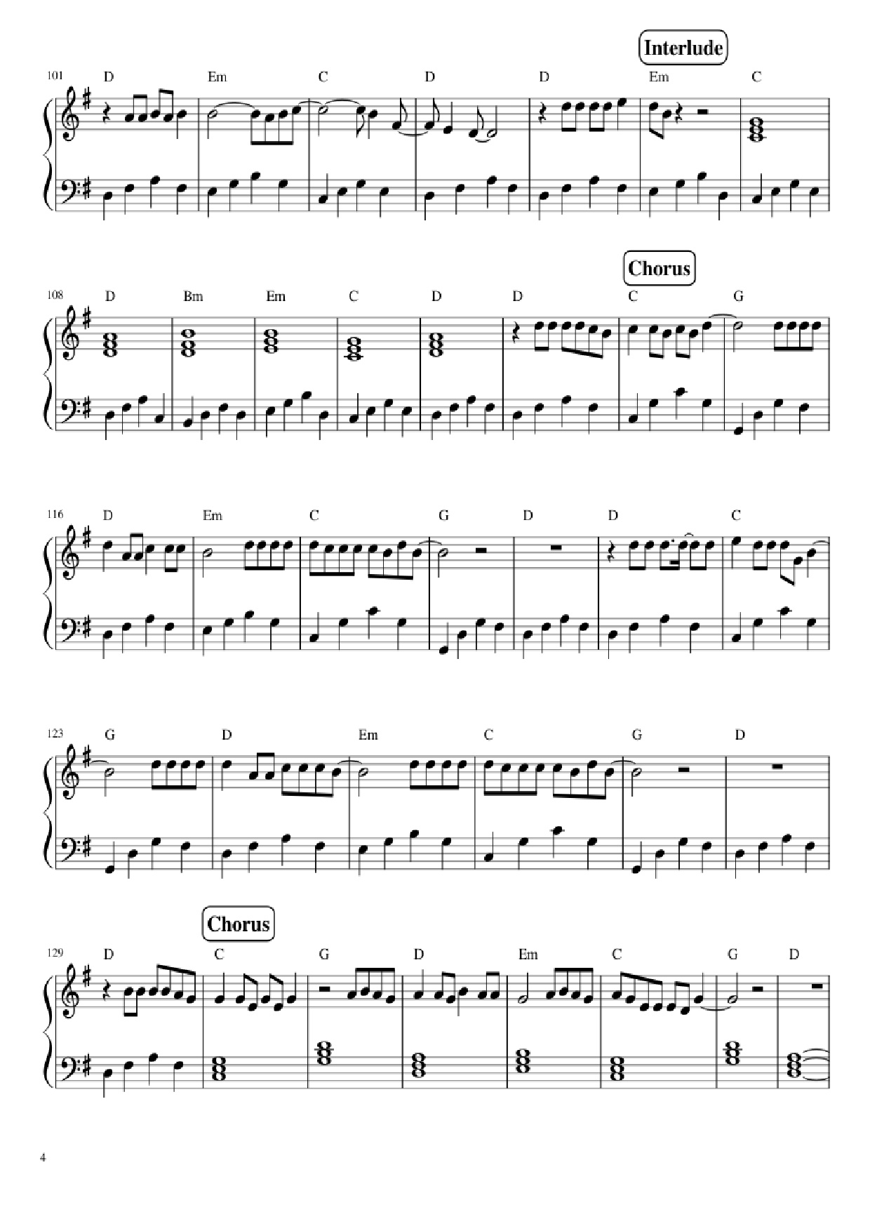 Page 4 of Sheet music PDF Piano Let her go Piano - Mike Rosenberg