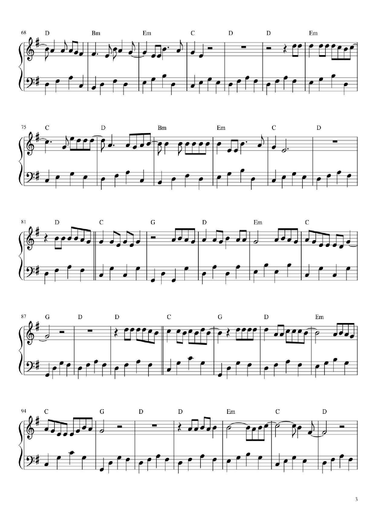 Page 3 of Sheet music PDF Piano Let her go Piano - Passenger