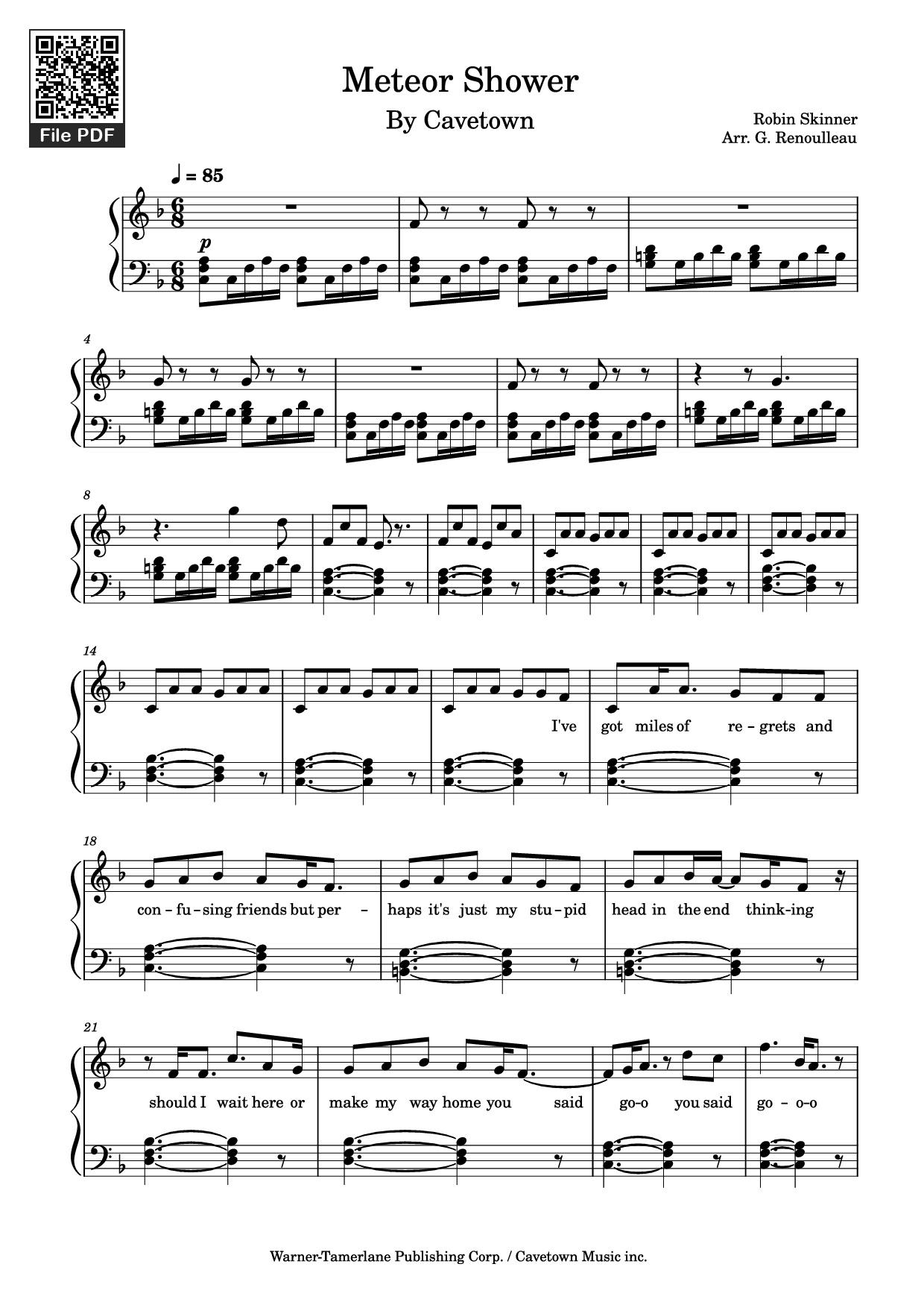 Page 1 of Sheet music PDF Piano Meteor Shower Piano - Robin Skinner