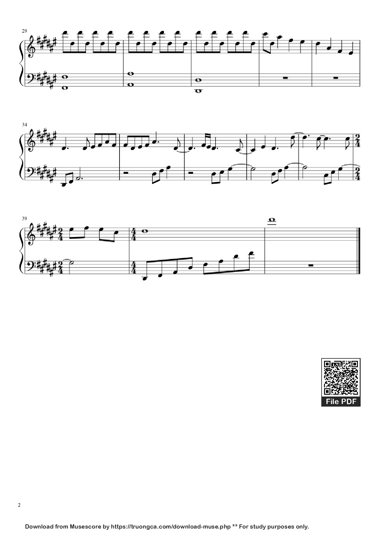 Page 2 of Sheet music PDF Piano The Beginning - Homeless man plays Piano - Jasper