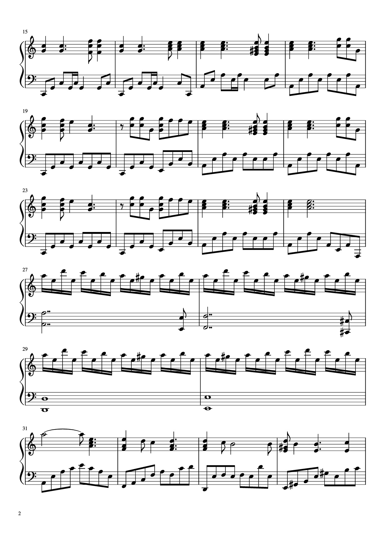 Page 2 of Sheet music PDF Piano In Your World Piano - MUSE arr. Aphelea