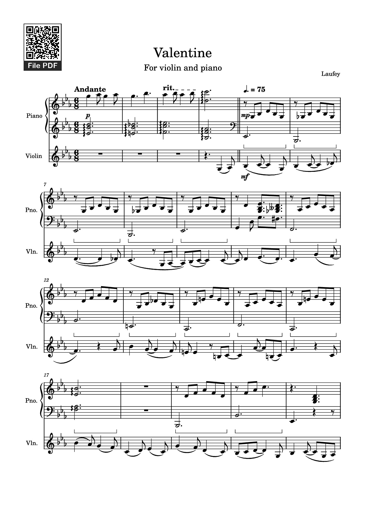Sheet PDF of Valentine Piano