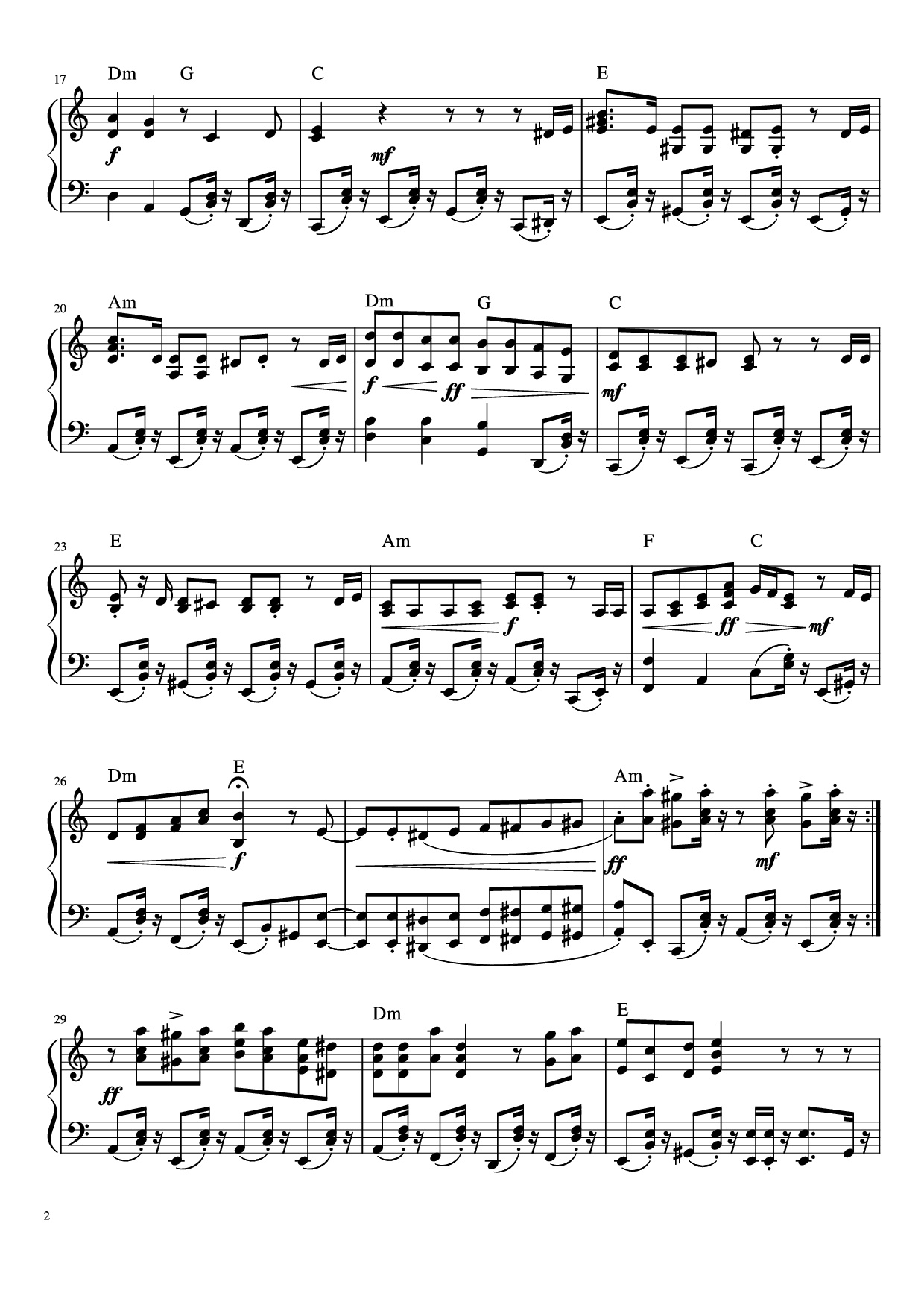 Page 2 of Sheet music PDF Piano В синем море, в белой пене Piano - Р. Амирханян