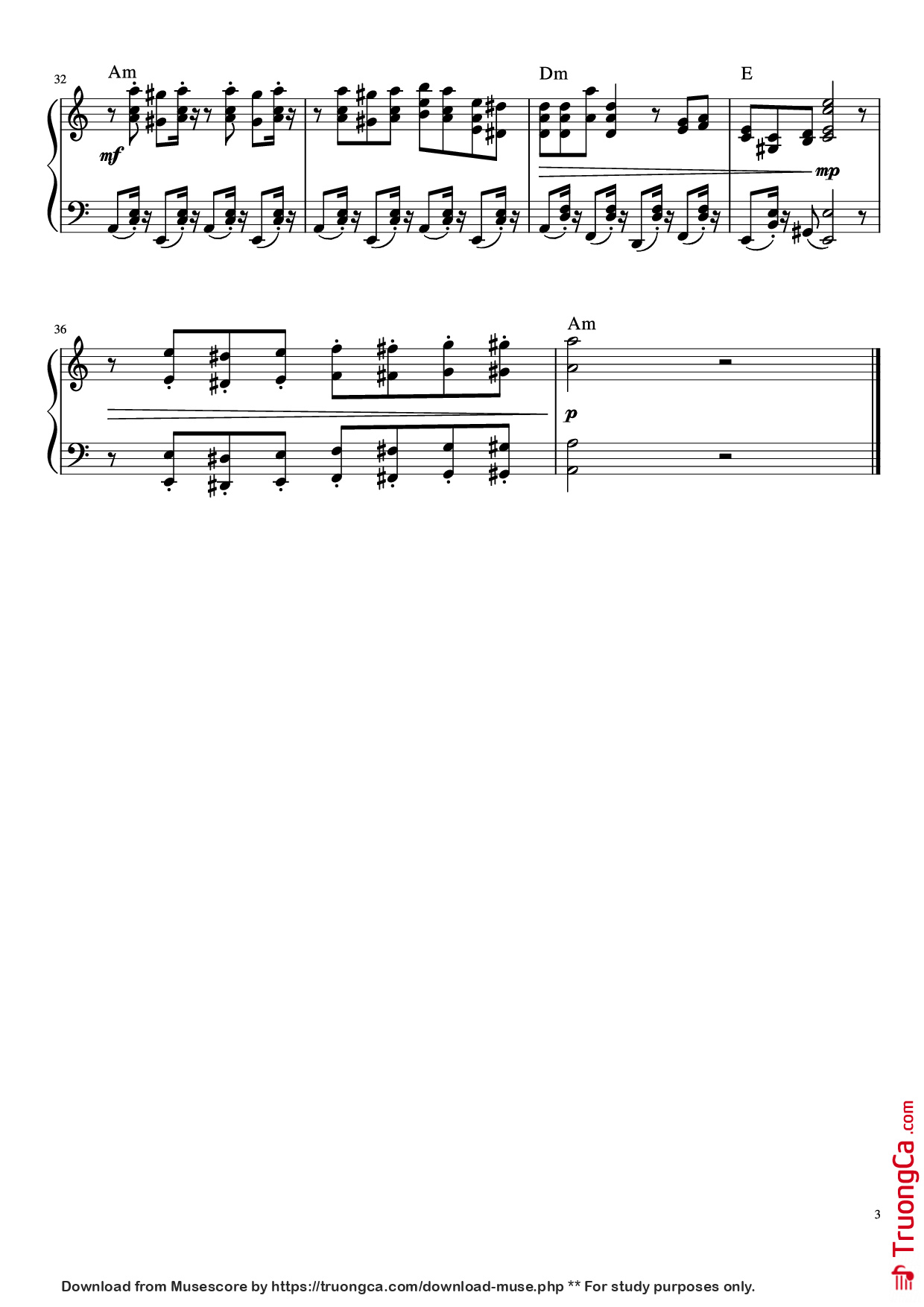 Page 3 of Sheet music PDF Piano В синем море, в белой пене Piano - Р. Амирханян