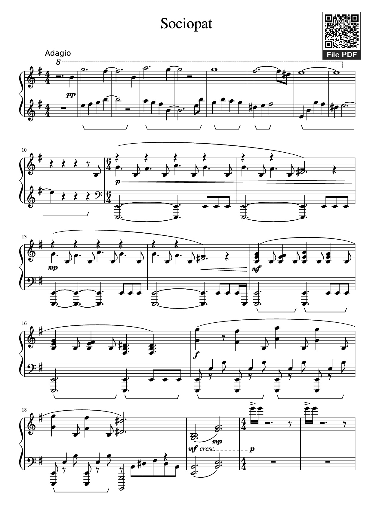 Page 1 of Sheet music PDF Piano Sociopat Piano - Undefined