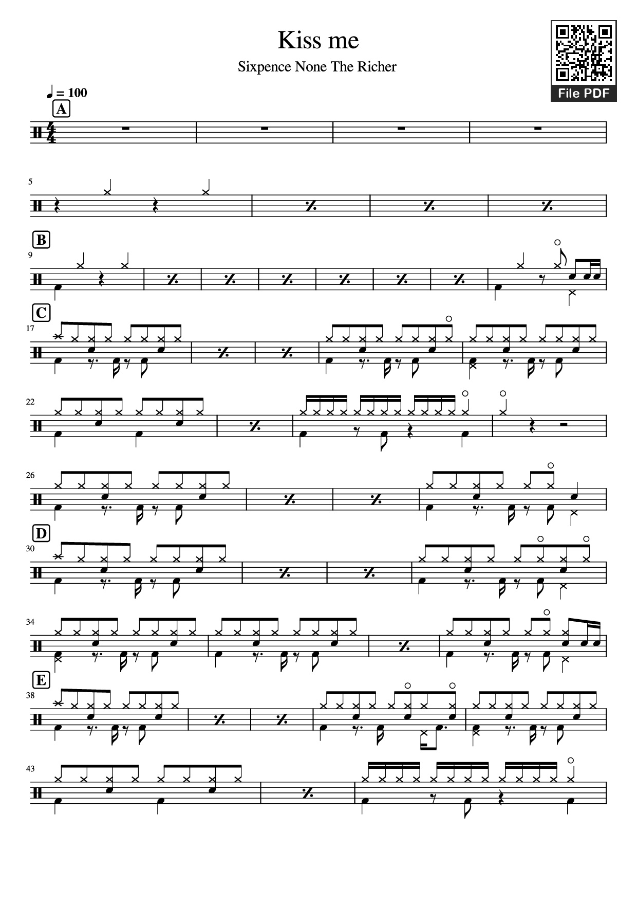 Page 1 of Sheet music PDF Kiss me - Undefined
