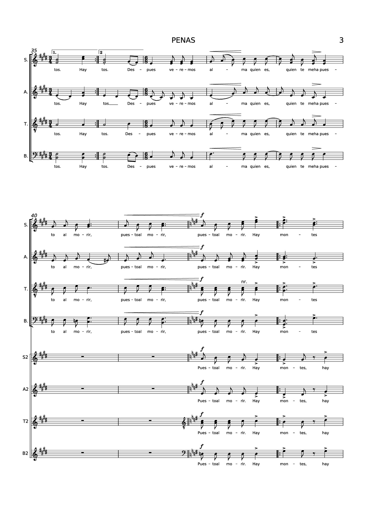 Page 3 of Sheet music PDF Piano PENAS Piano - Música: Beatríz Corona