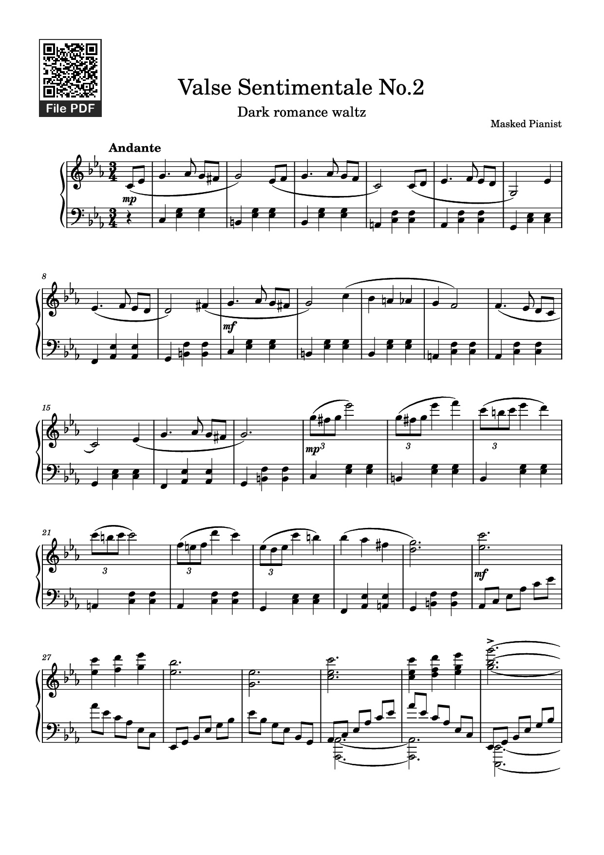 Sheet PDF of Valse Sentimentale No.2 Piano