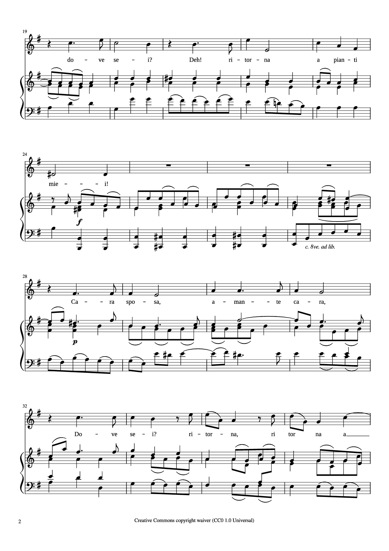 Page 2 of Sheet music PDF Piano CARA SPOSA Piano - George Frideric Handel 