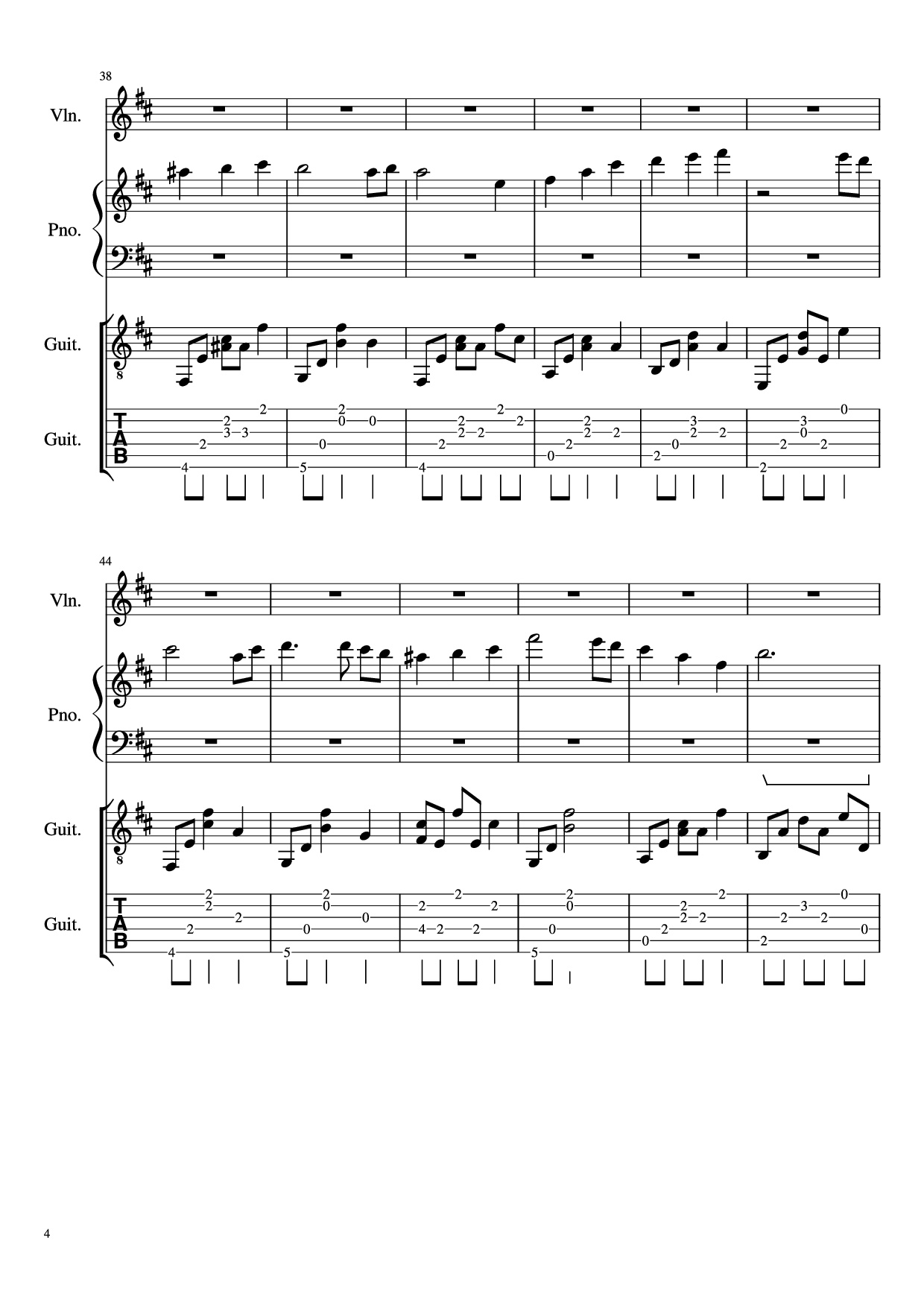 Page 4 of Sheet music PDF Piano Guitar Tab -記憶- Piano - 三輪学
