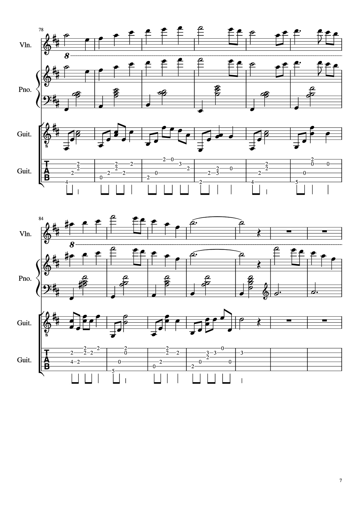 Page 7 of Sheet music PDF Piano Guitar Tab -記憶- Piano - 三輪学