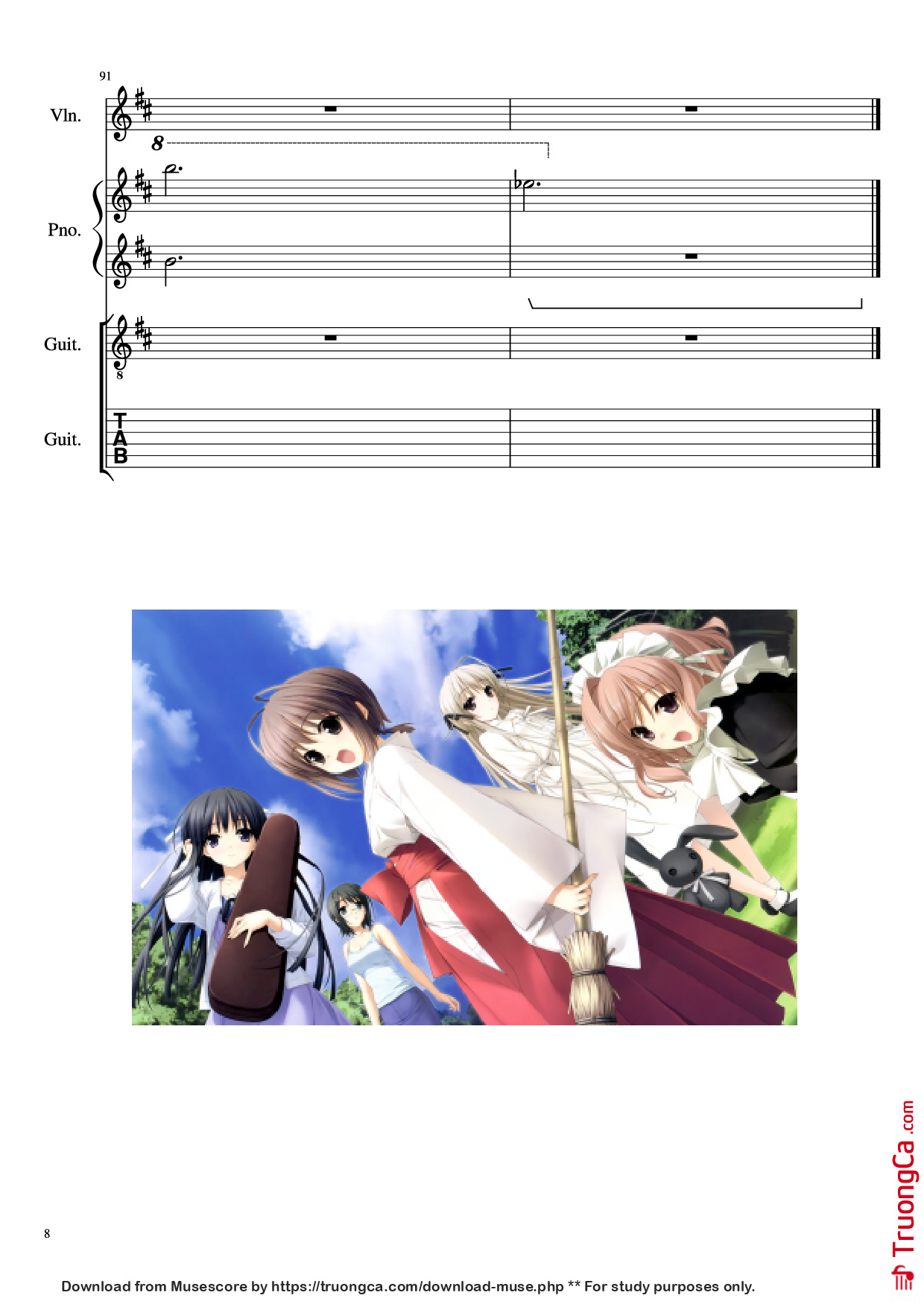 Page 8 of Sheet music PDF Piano Guitar Tab -記憶- Piano - 三輪学